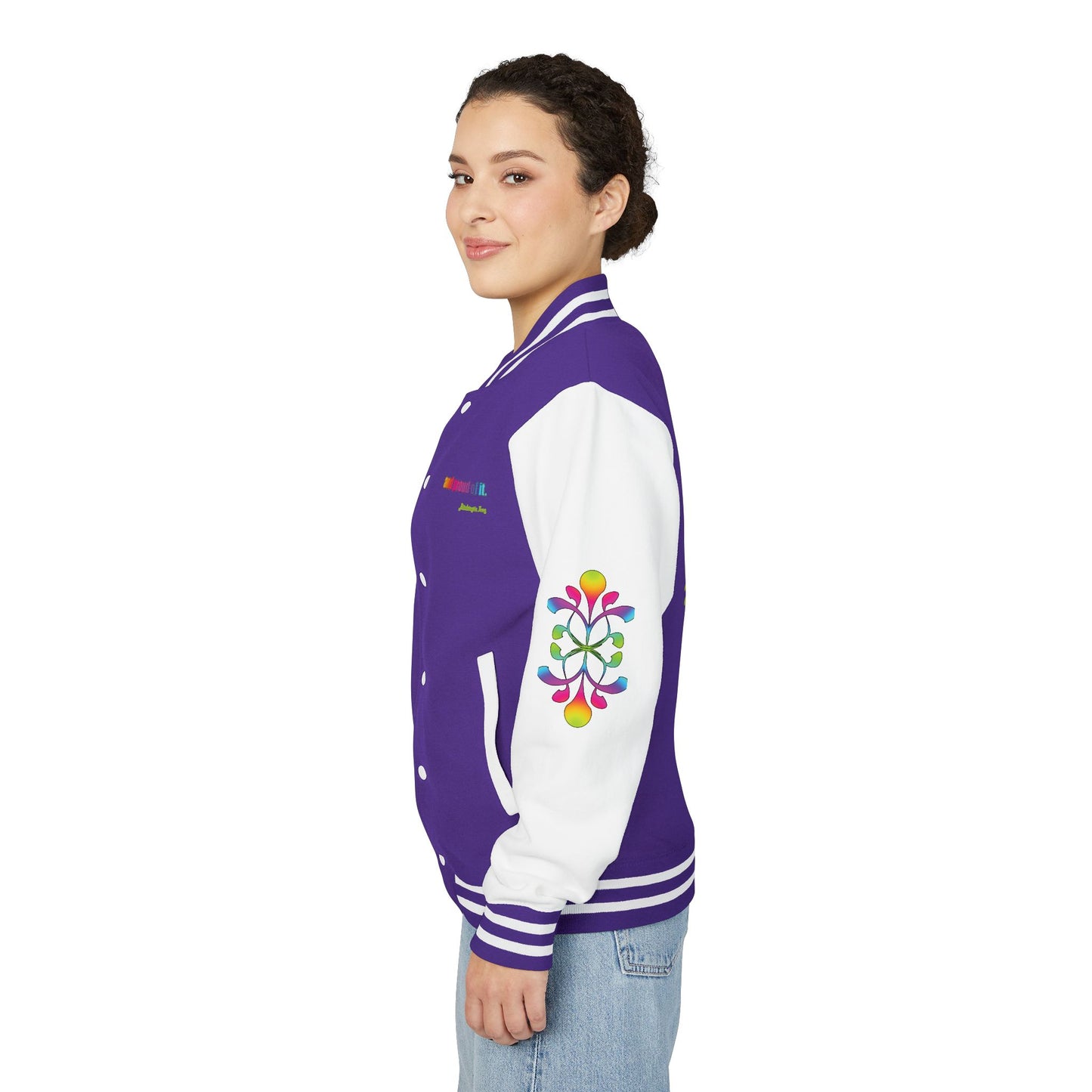 Letterman Jacket — Neon Floral "Socially Inconvenient" Varsity Jacket