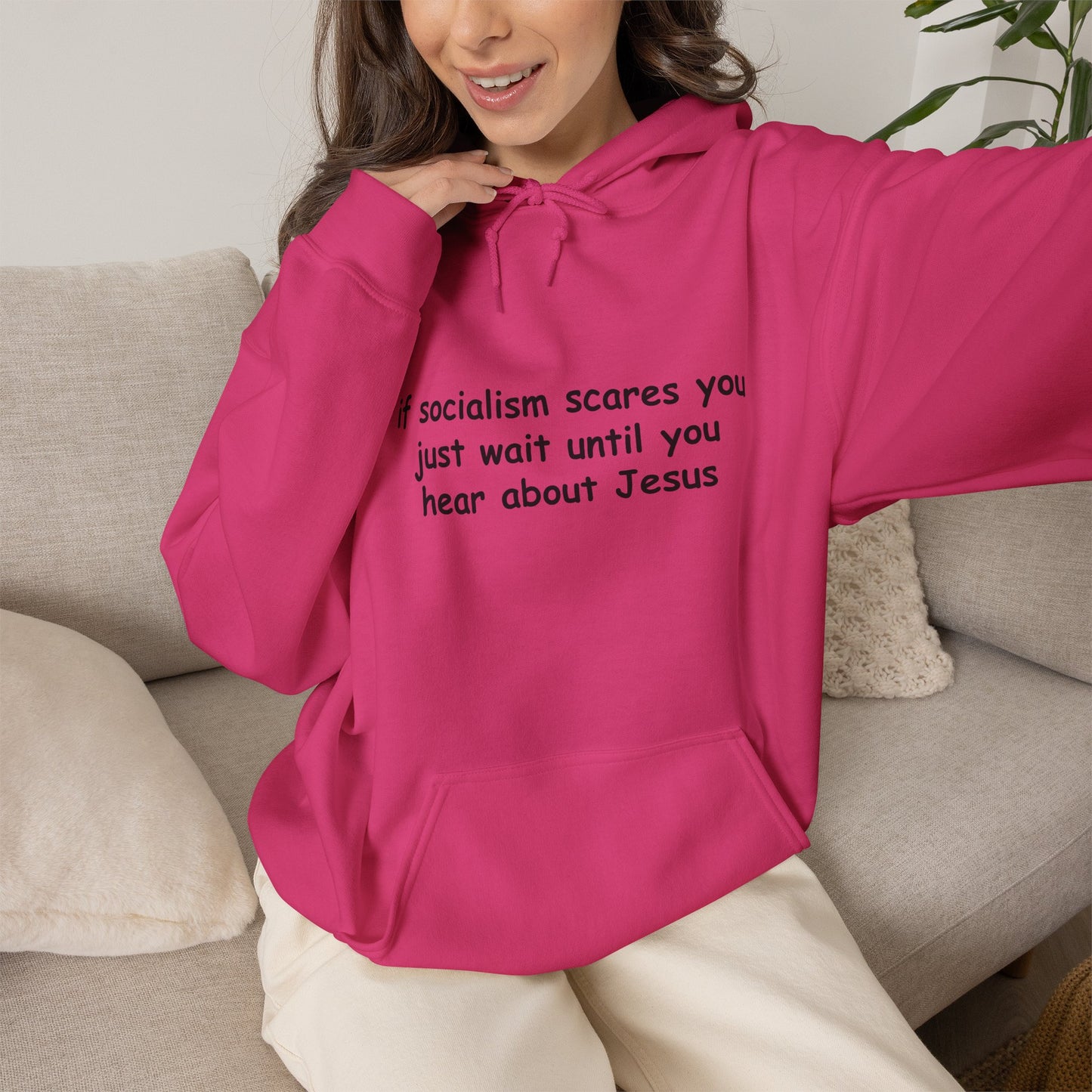 Hoodie — Socialist Jesus Ironic Slogan Hoodie