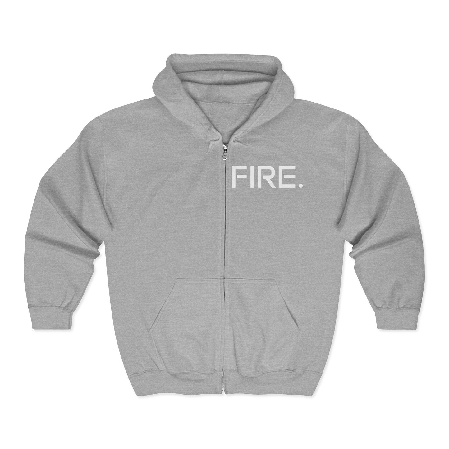 Fire. Zip Hoodie with Biohazard Back Graphic — Edgy Streetwear Zip-Up
