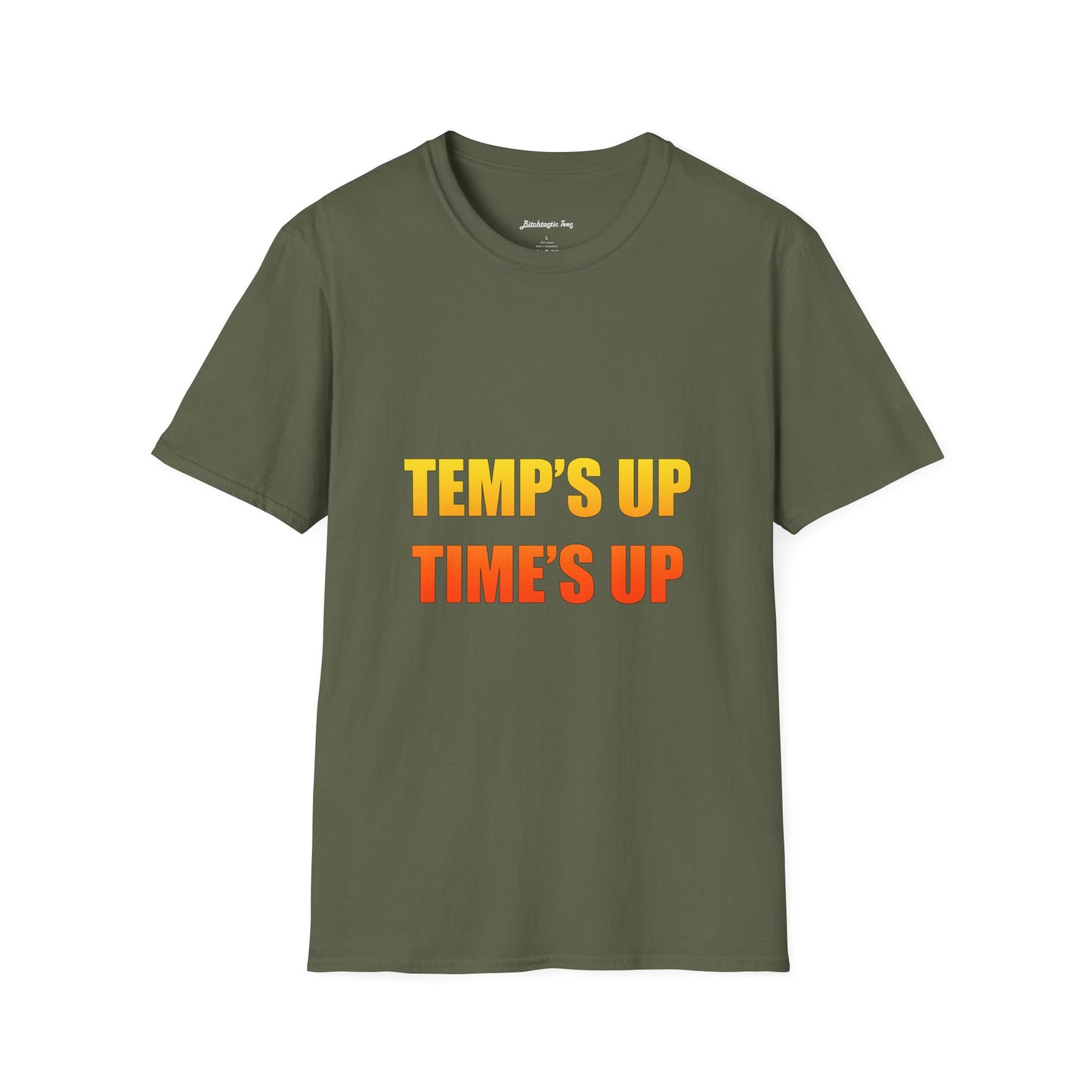 Temp's Up T-Shirt — Retro Gradient "TEMP'S UP / TIME'S UP" Graphic Tee