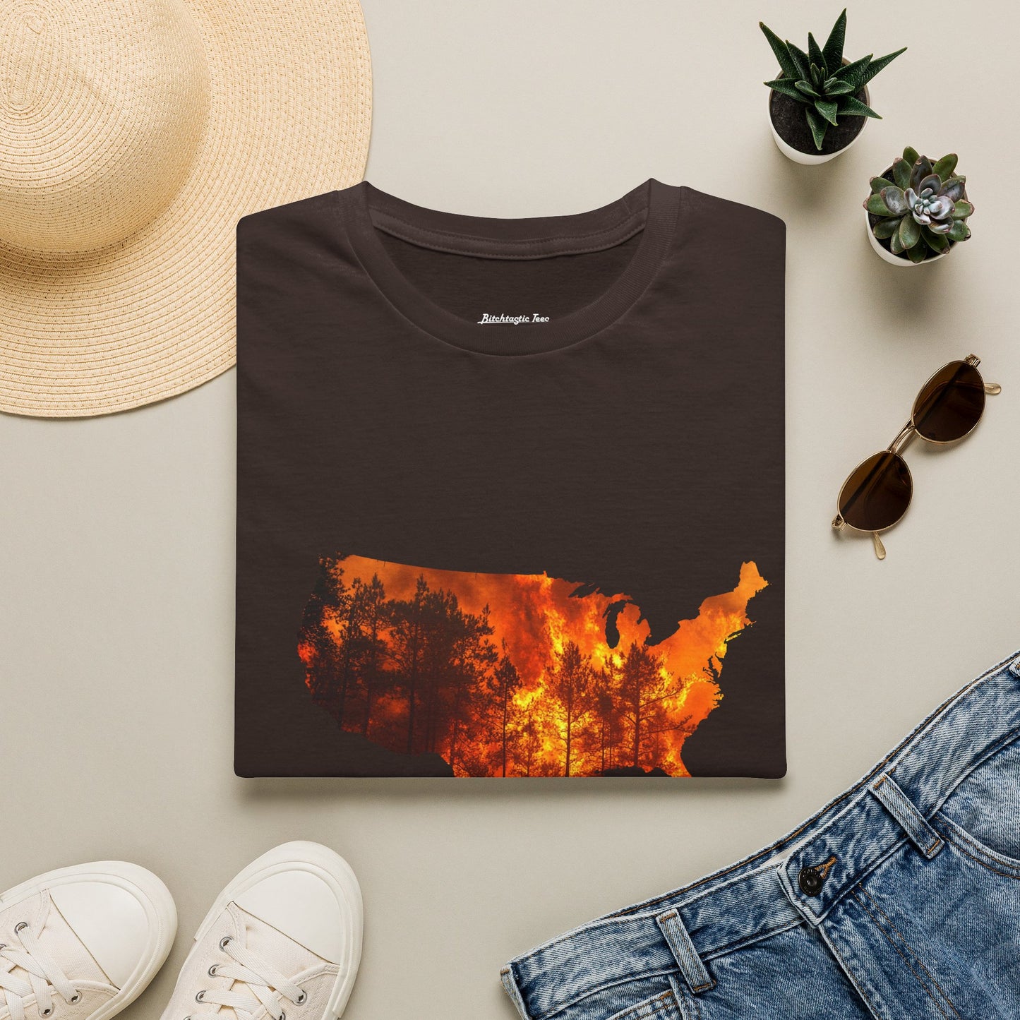 USA Map Graphic T-Shirt — Shit's on Fire Yo Awareness Tee