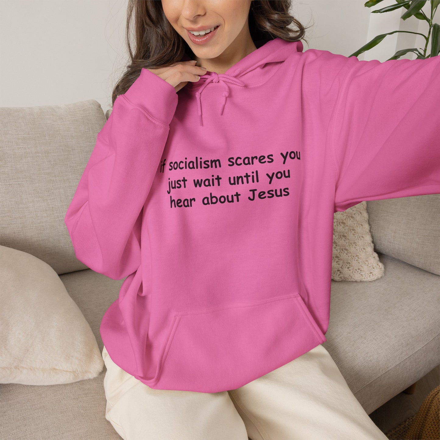 Hoodie — Socialist Jesus Ironic Slogan Hoodie