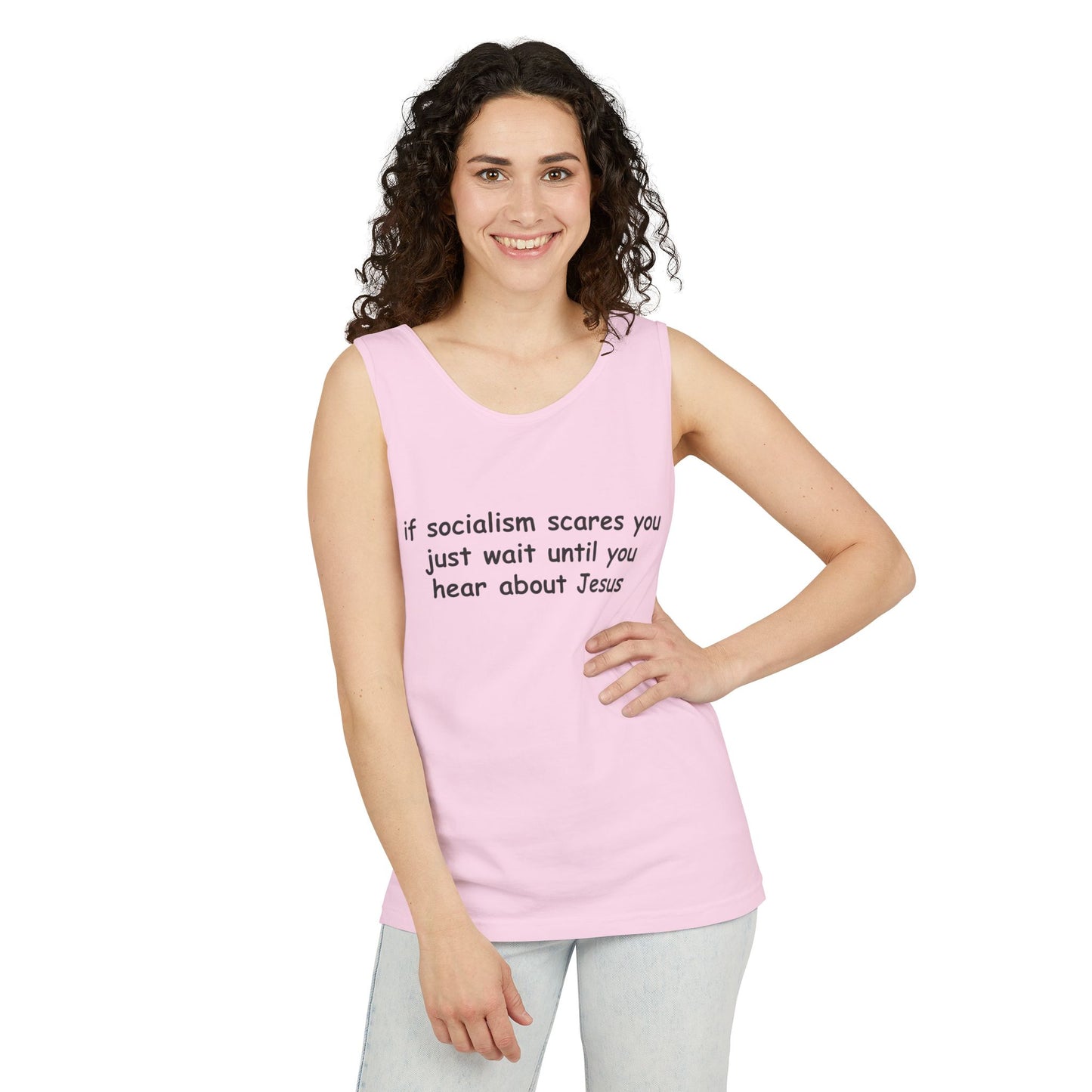 Socialist Jesus Tank Top — Conservative Irony Statement Tank