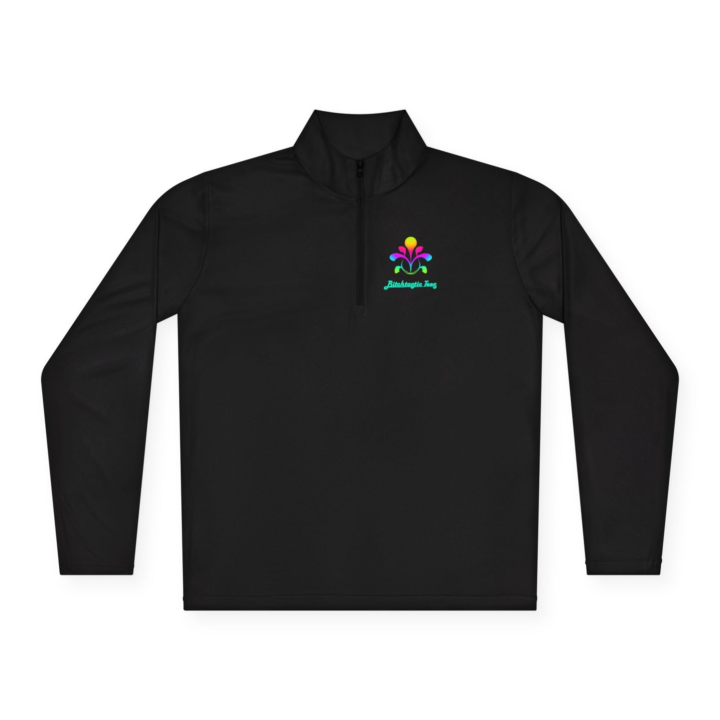 Quarter-Zip Pullover — Colorful Abstract Floral Logo "Brighten Conversations"