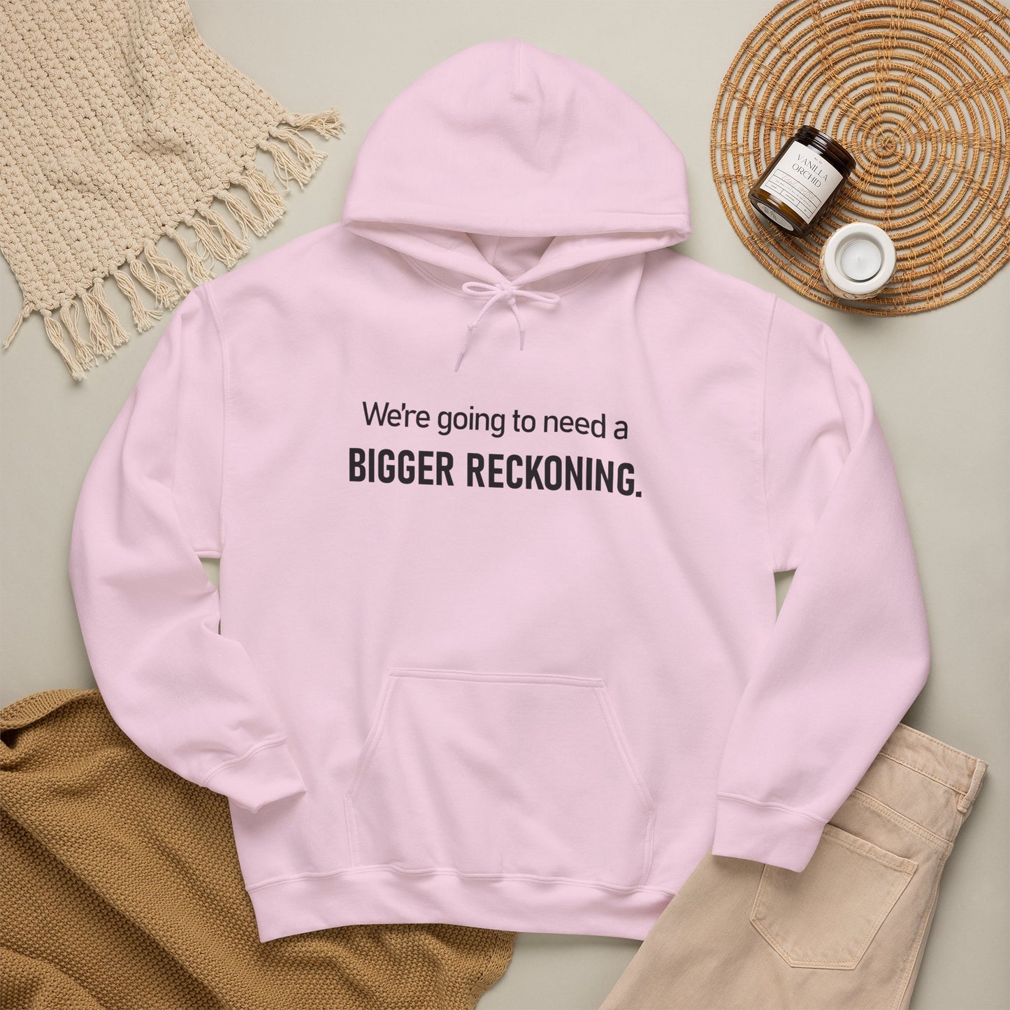 BIGGER RECKONING Hoodie — Minimalist Text Graphic Pullover