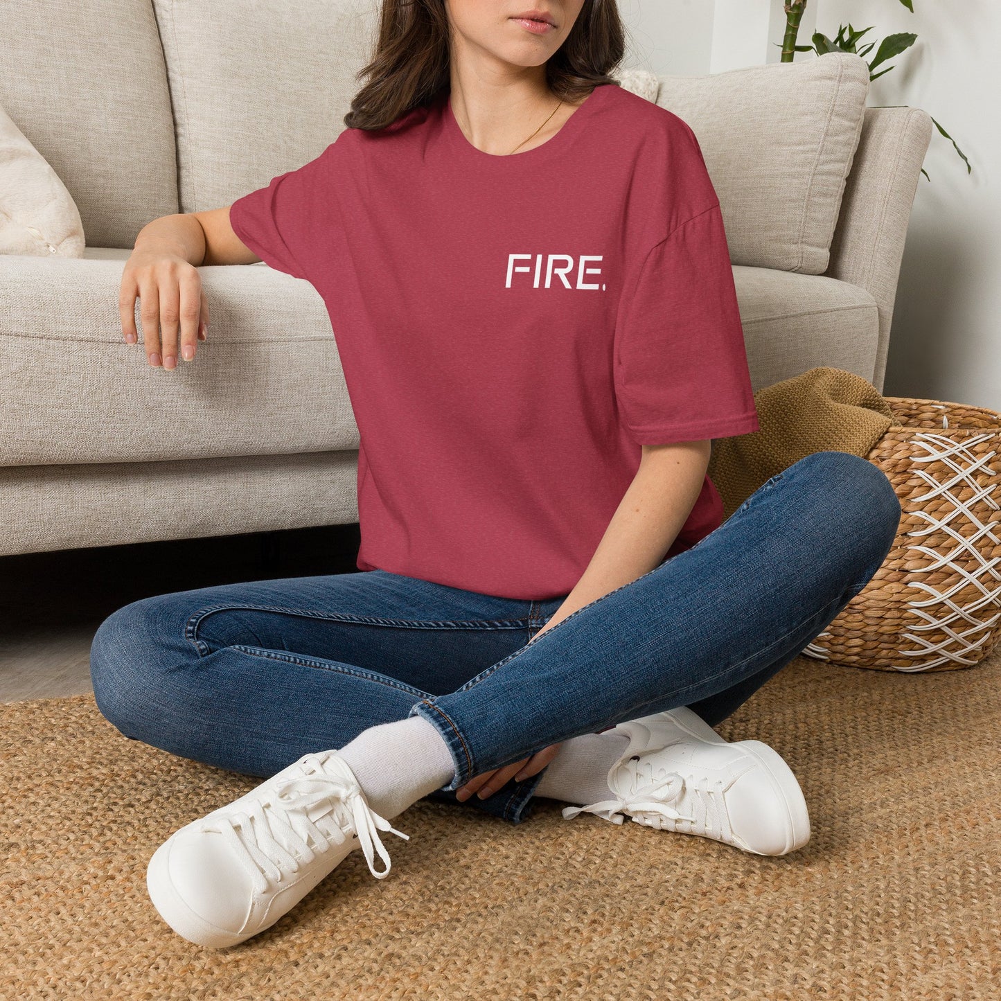 FIRE. Minimal Graphic T‑Shirt — Modern Casual Tee with Bold Text