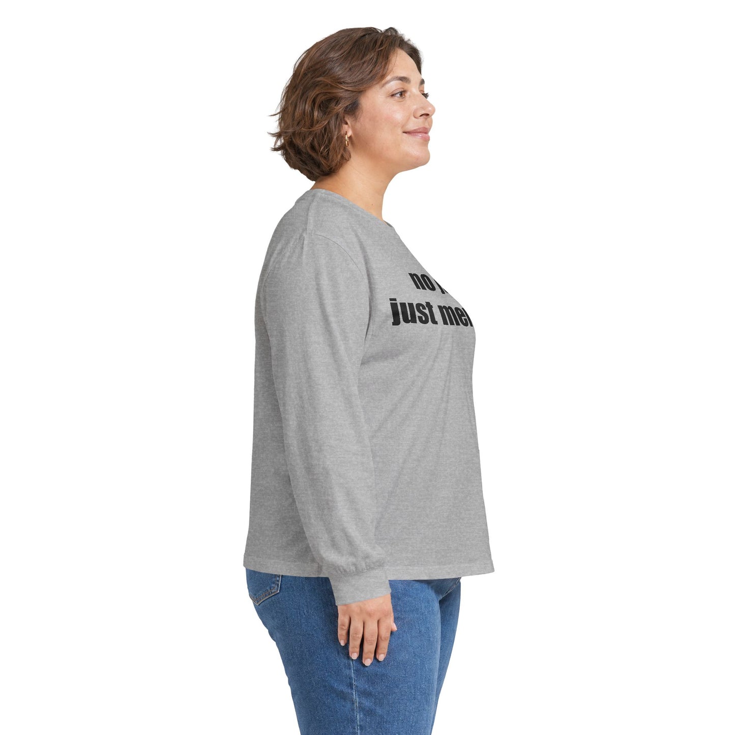 Long Sleeve Tee — "no joy. just memes." Minimalist Meme Shirt
