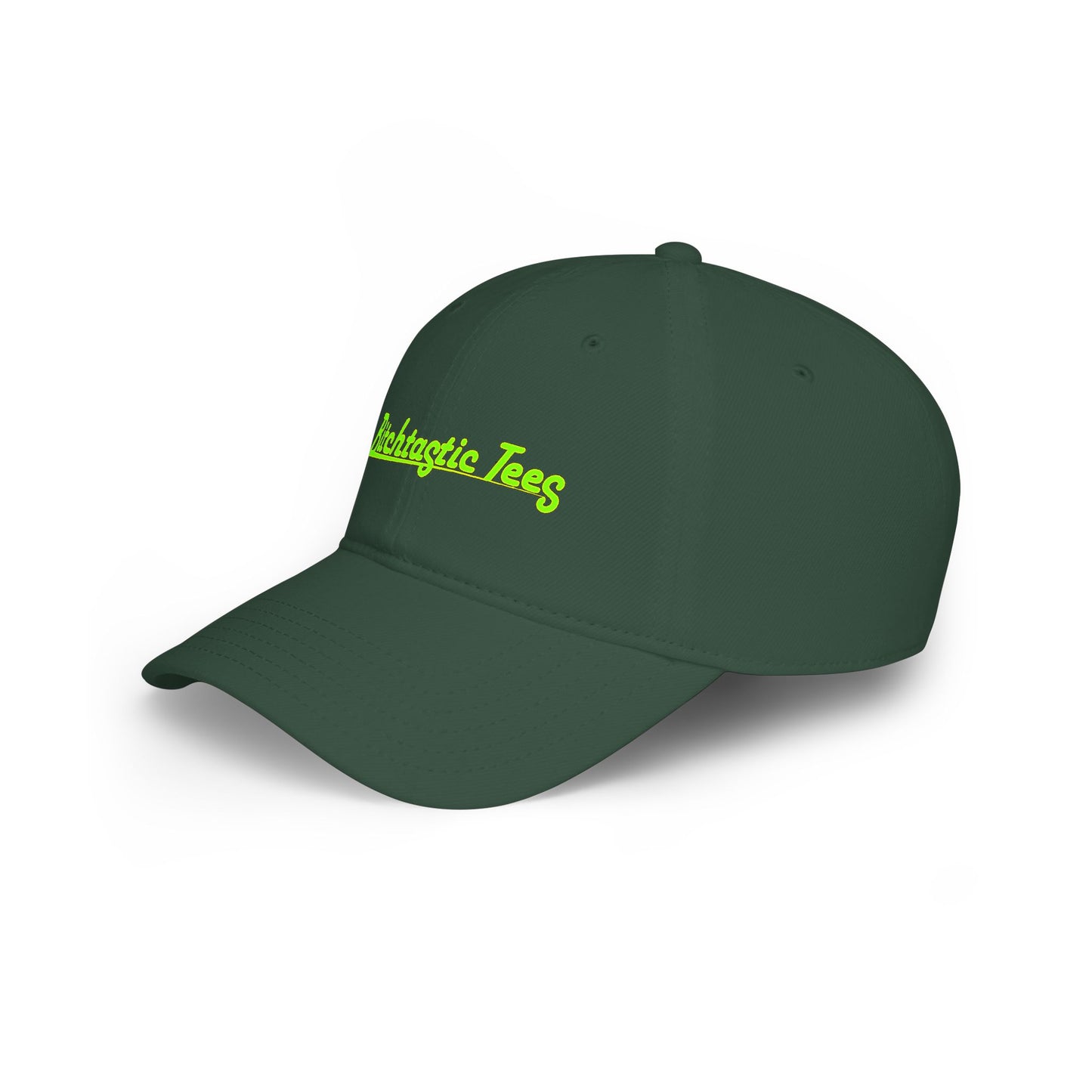Printed "Bitchtastic Tees" Low Profile Baseball Cap — Retro Script Logo Hat