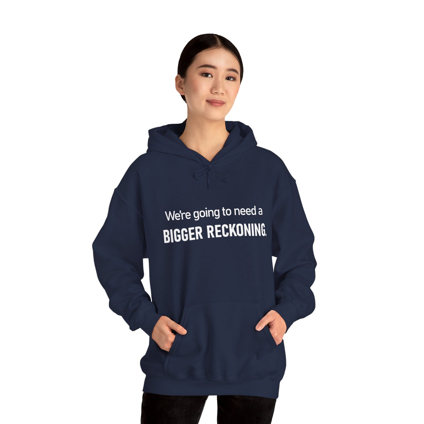 BIGGER RECKONING Hoodie — Minimalist Text Graphic Pullover