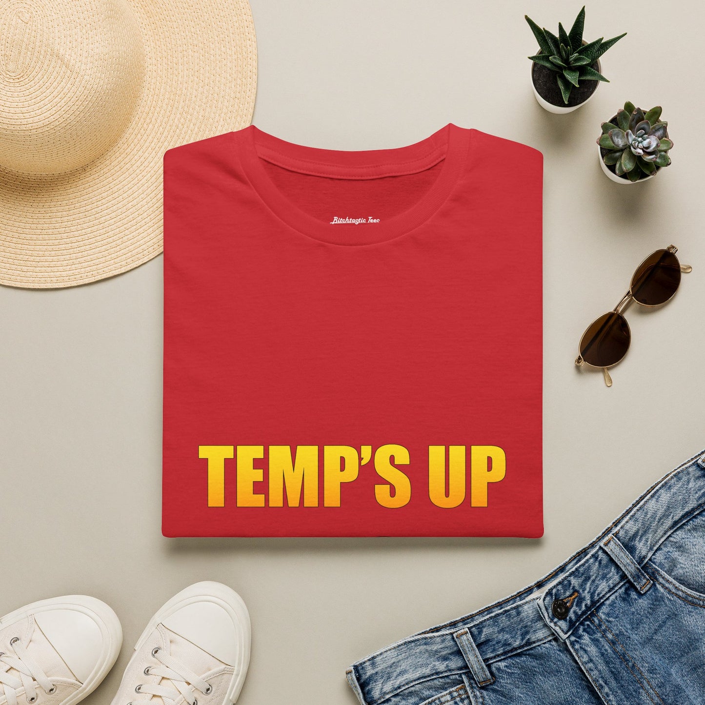 Temp's Up T-Shirt — Retro Gradient "TEMP'S UP / TIME'S UP" Graphic Tee