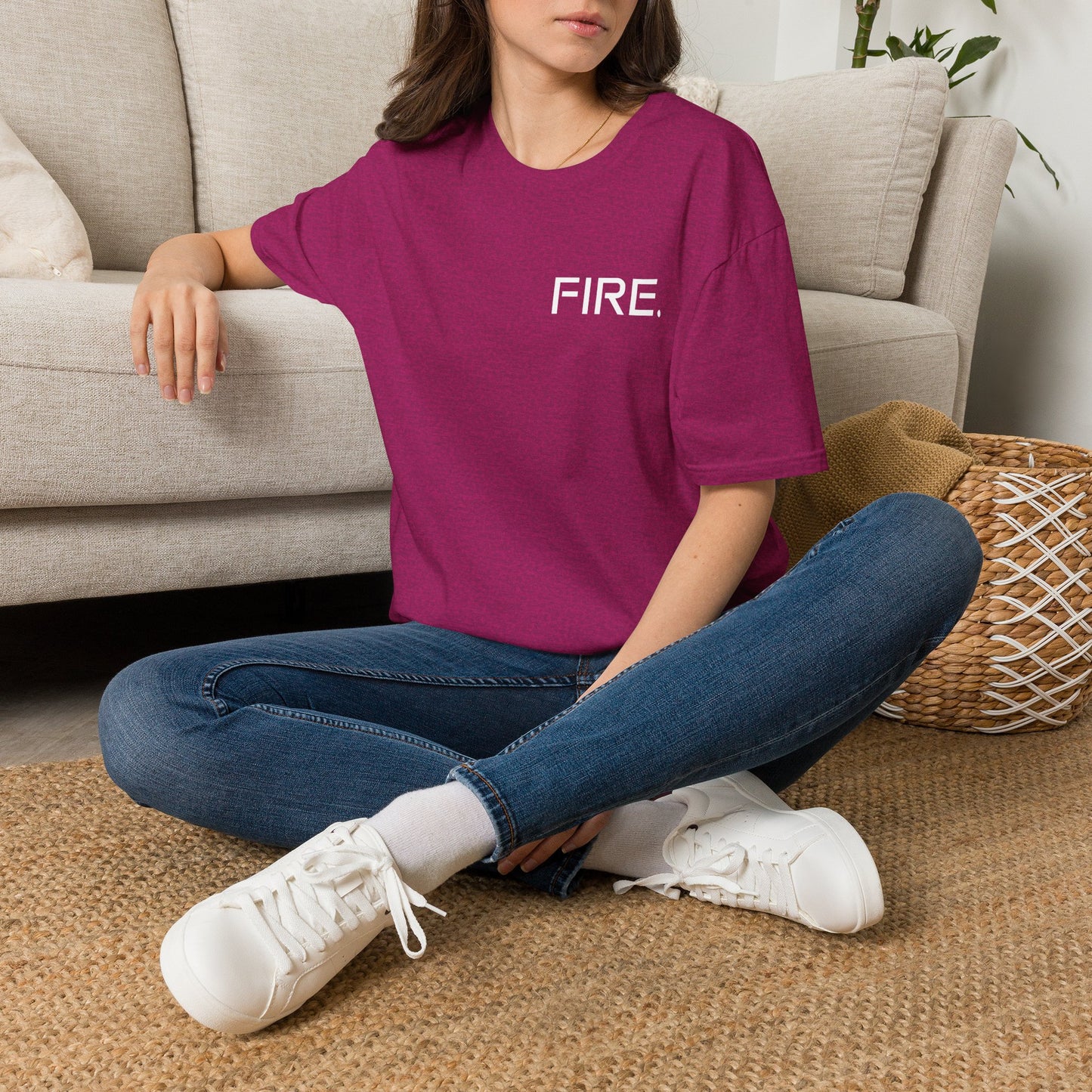 FIRE. Minimal Graphic T‑Shirt — Modern Casual Tee with Bold Text