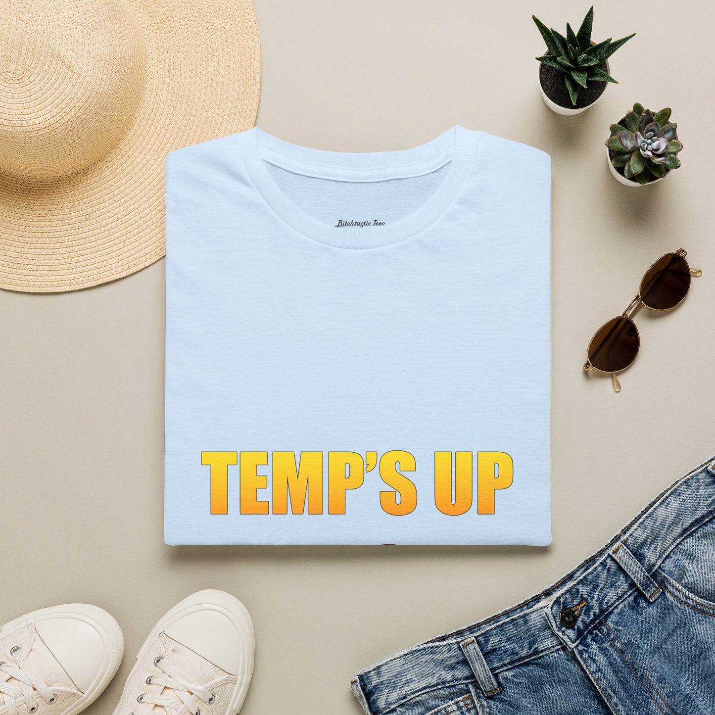 Temp's Up T-Shirt — Retro Gradient "TEMP'S UP / TIME'S UP" Graphic Tee