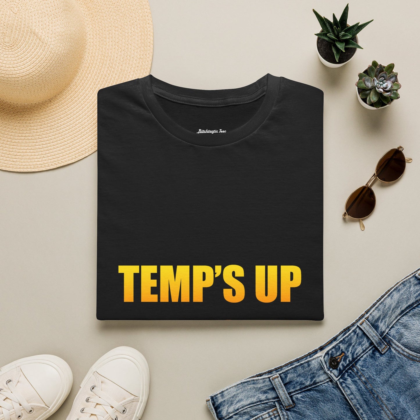 Temp's Up T-Shirt — Retro Gradient "TEMP'S UP / TIME'S UP" Graphic Tee