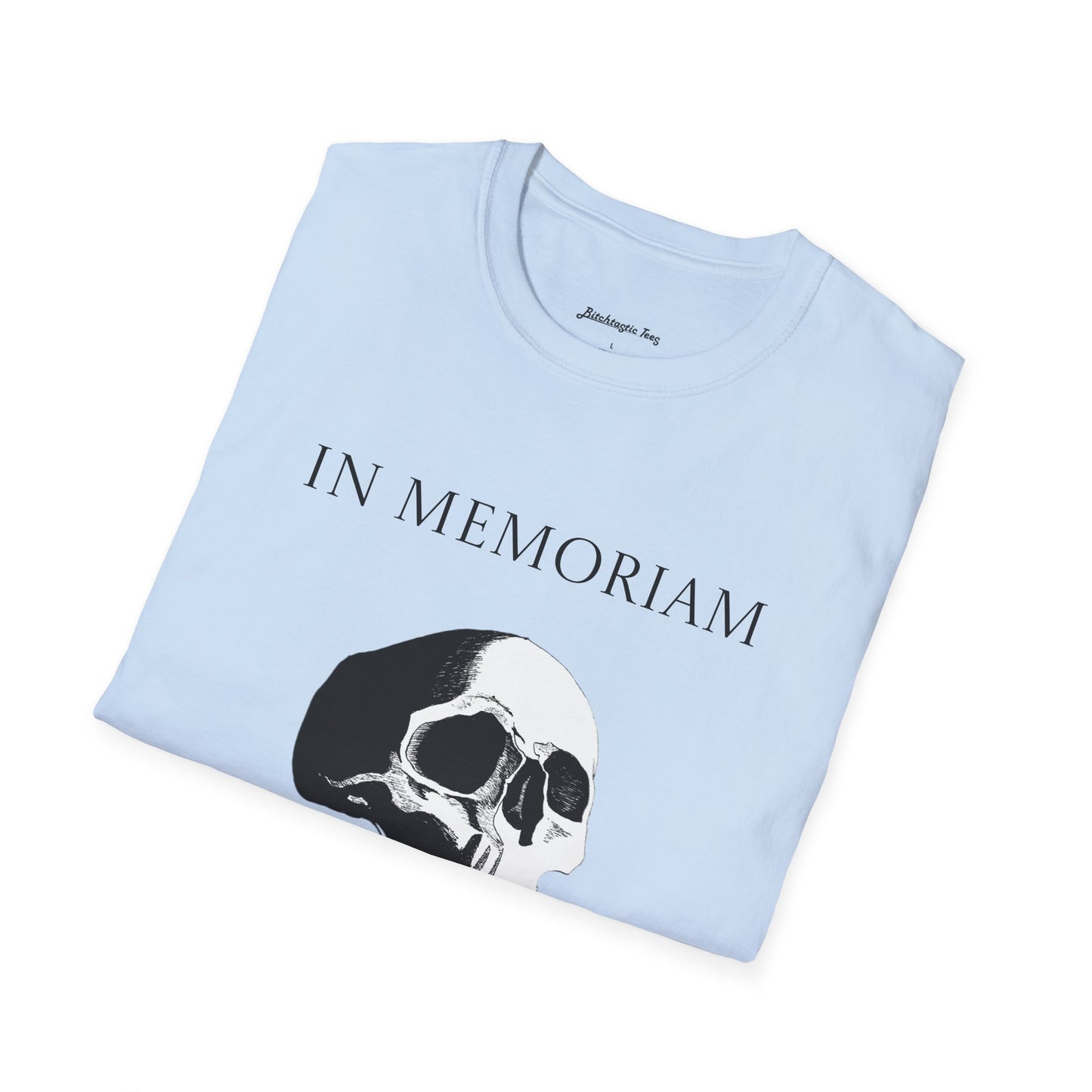 In Memoriam Skull Graphic T-Shirt, Unisex Casual Tee in Remembrance for the Death of Liberty