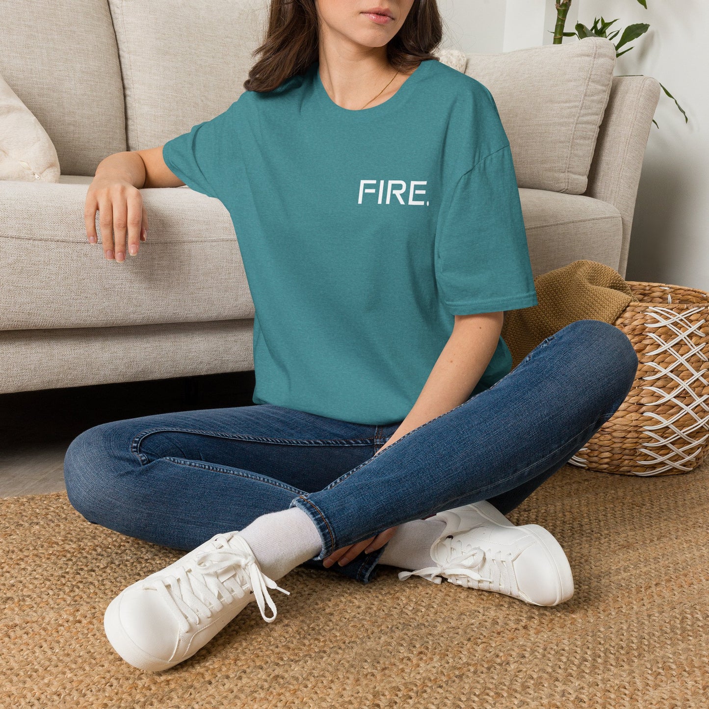 FIRE. Minimal Graphic T‑Shirt — Modern Casual Tee with Bold Text