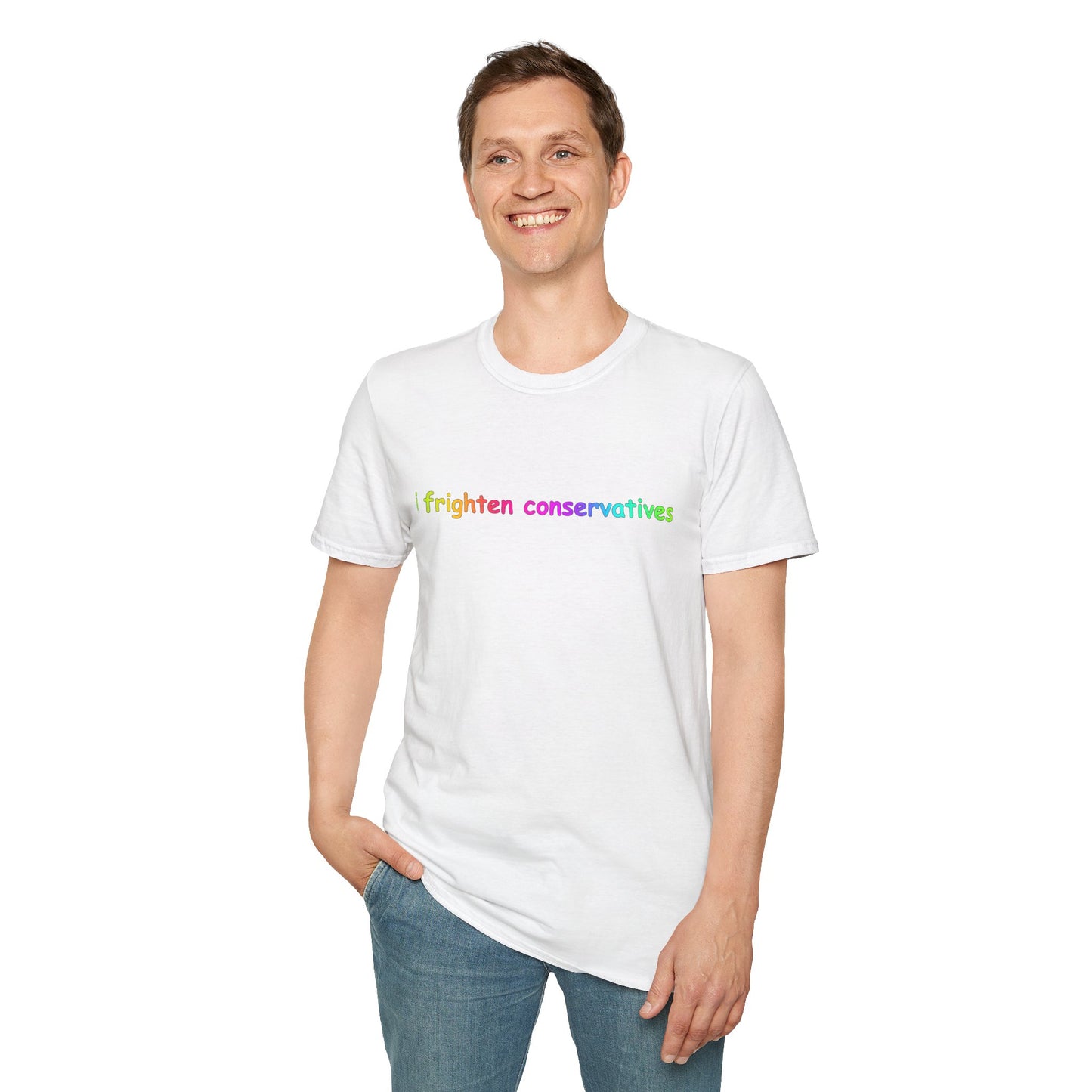 T-Shirt — "I Frighten Conservatives" Rainbow Graphic Tee
