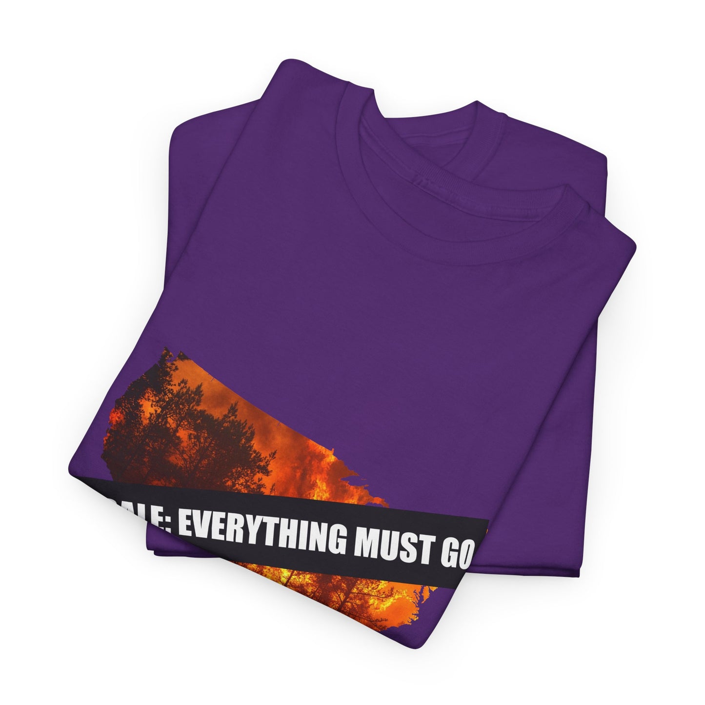 250th anniversary T-Shirt — USA on Fire Graphic Tee with “Fire Sale: Everything Must Go” Text