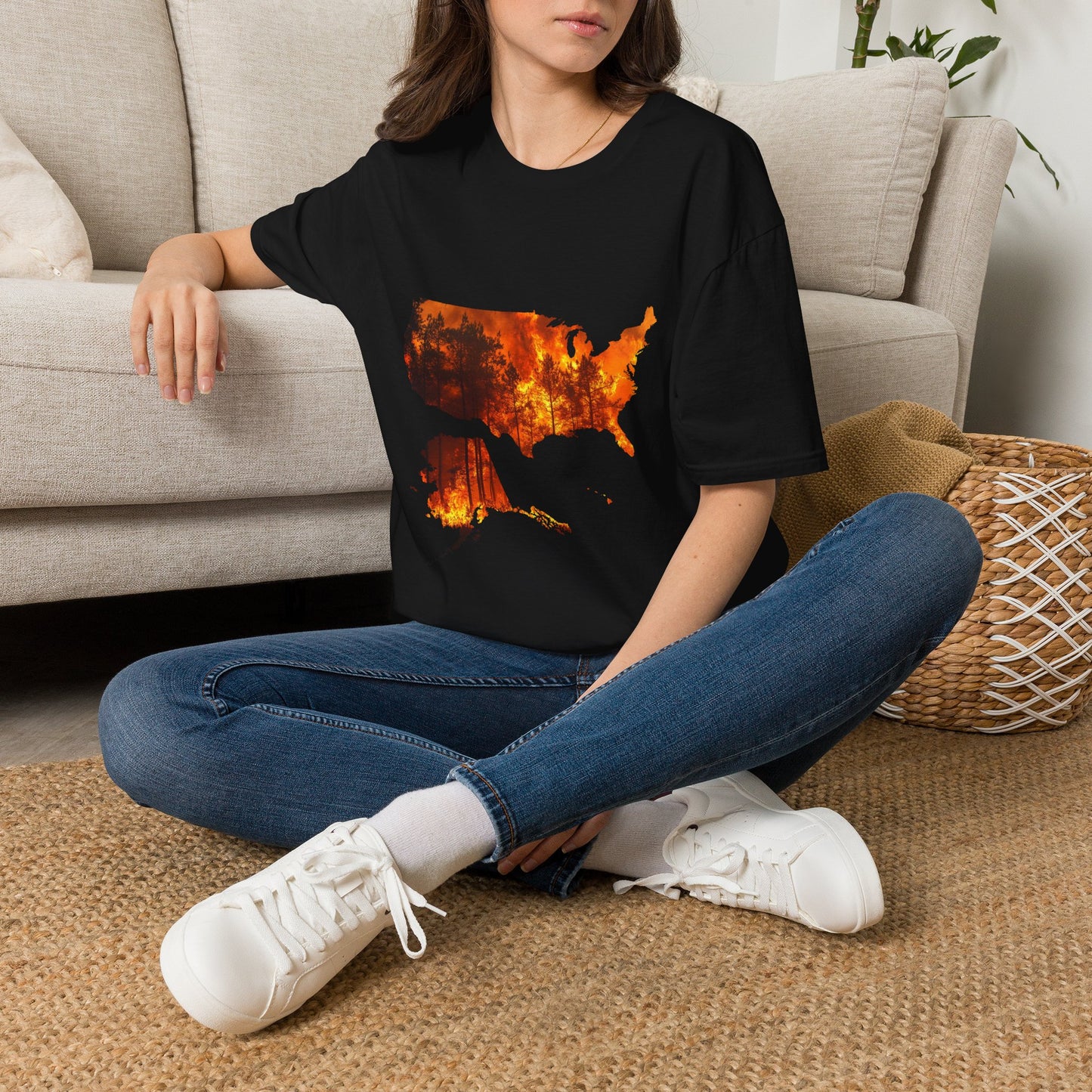 USA Map Graphic T-Shirt — Shit's on Fire Yo Awareness Tee