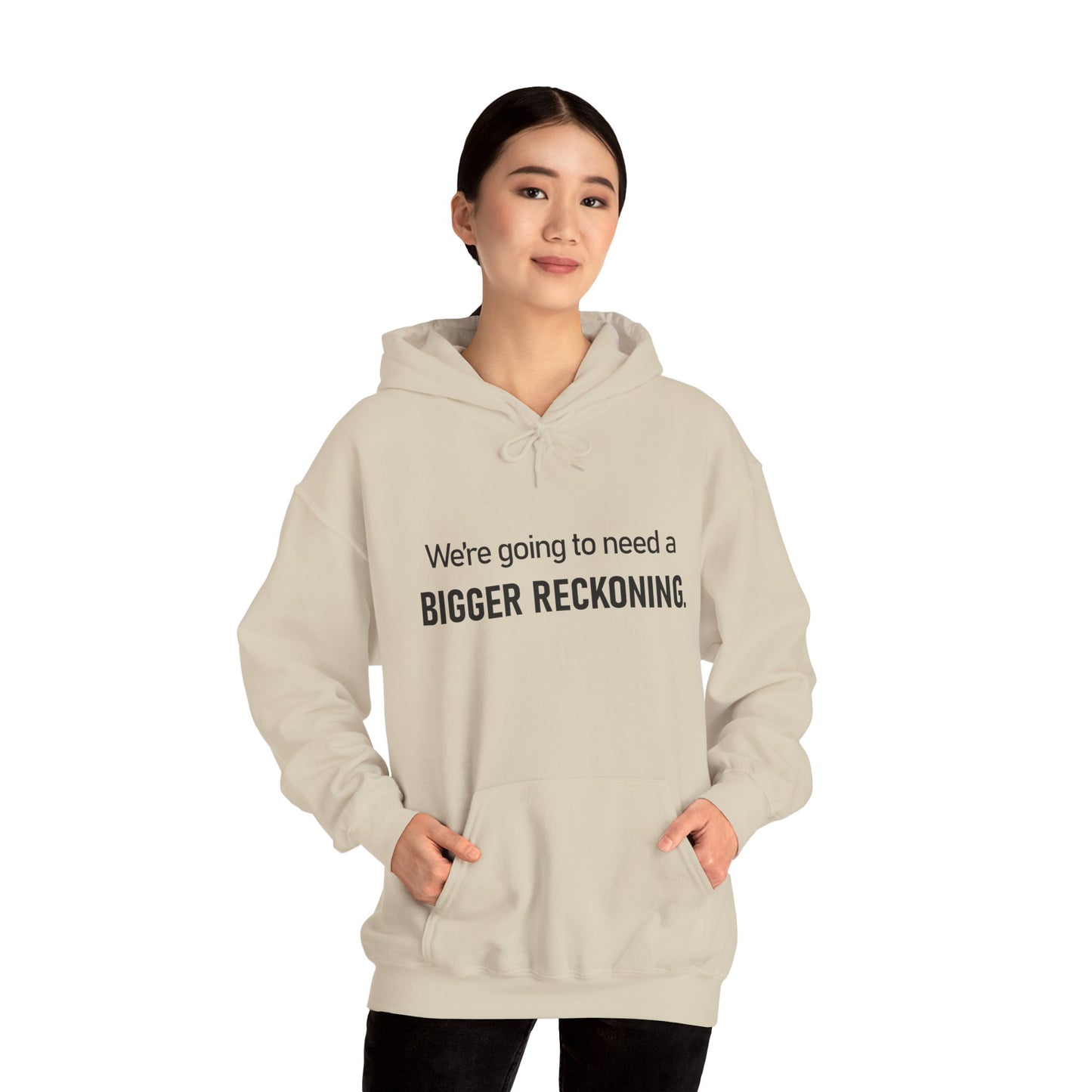 BIGGER RECKONING Hoodie — Minimalist Text Graphic Pullover