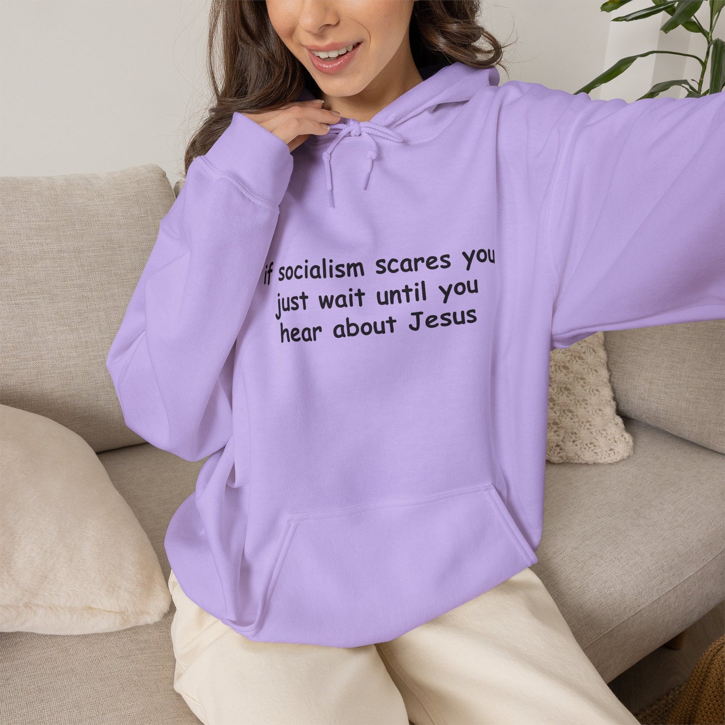 Hoodie — Socialist Jesus Ironic Slogan Hoodie