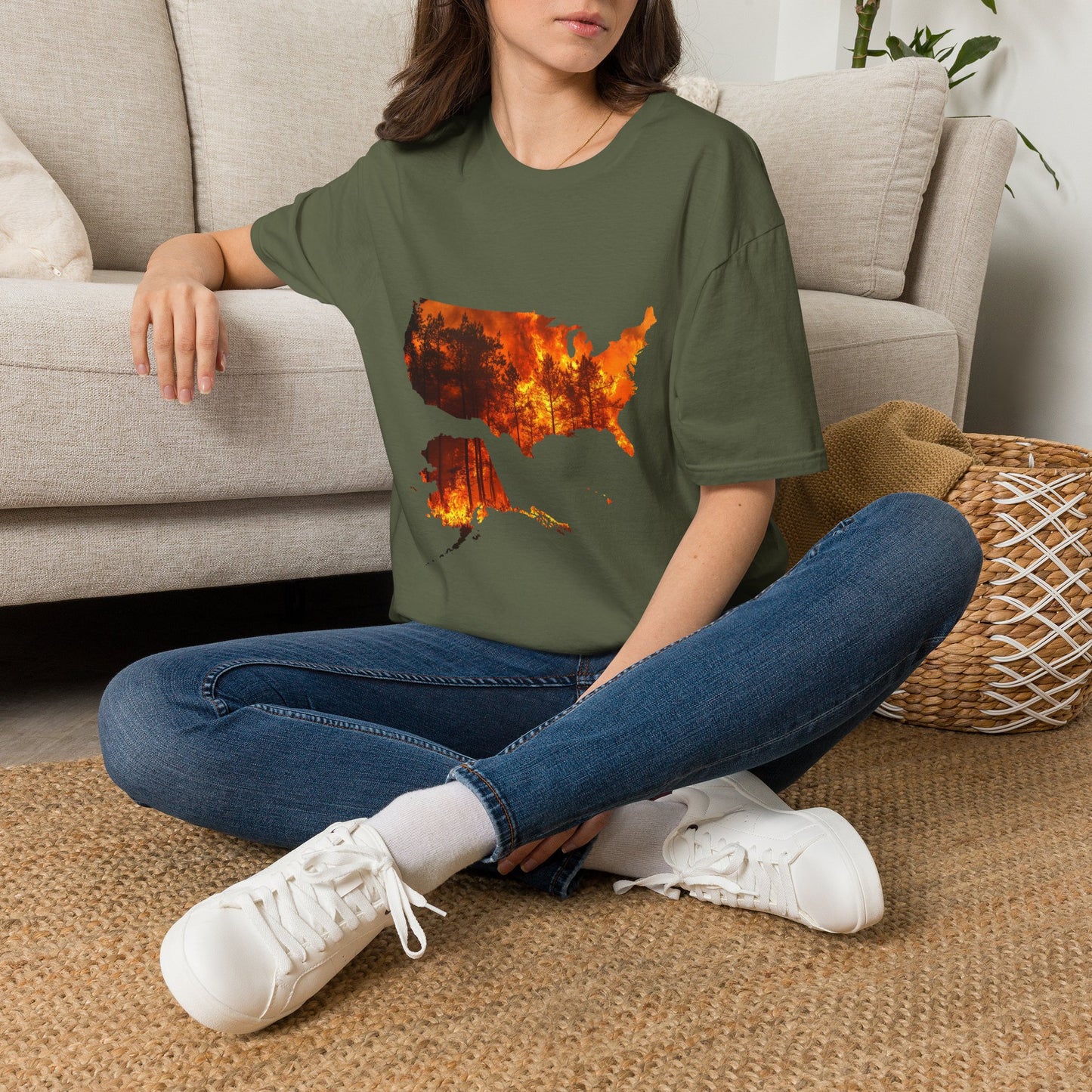 USA Map Graphic T-Shirt — Shit's on Fire Yo Awareness Tee