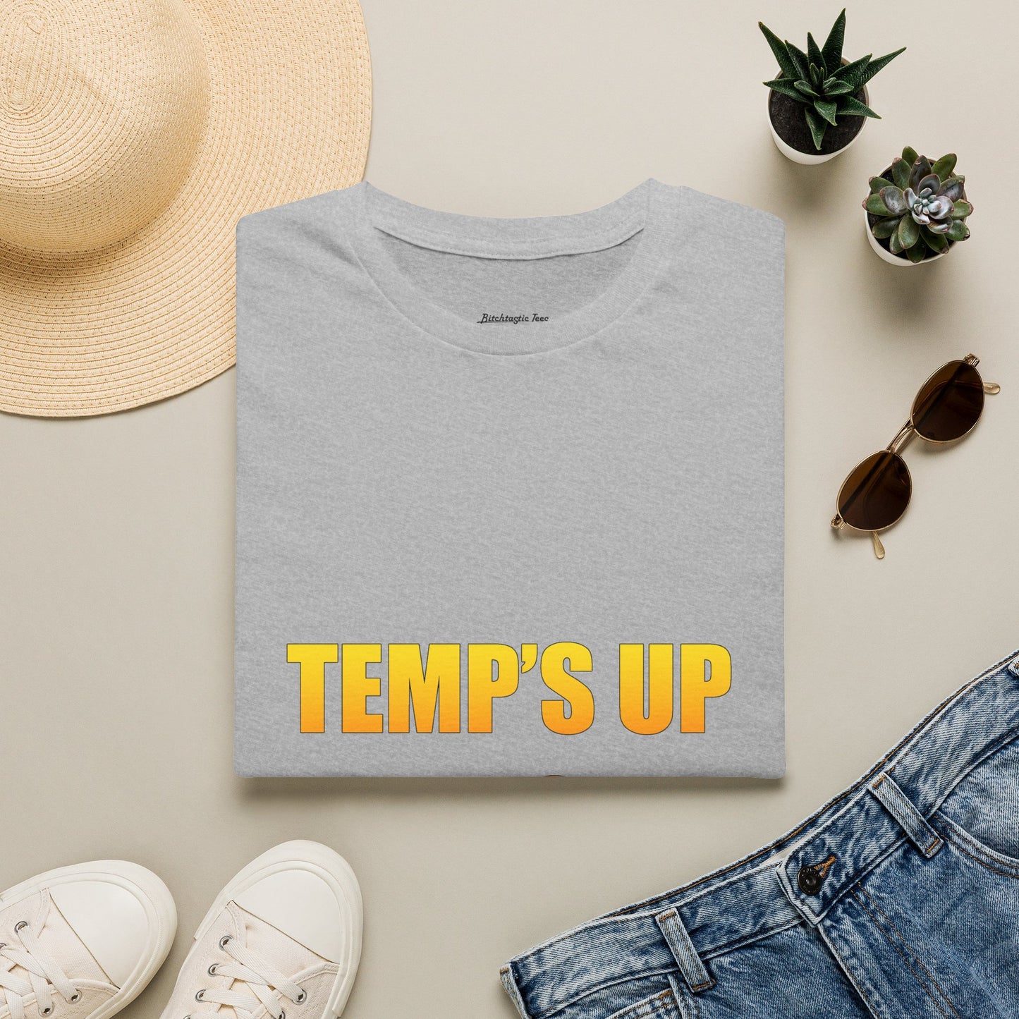 Temp's Up T-Shirt — Retro Gradient "TEMP'S UP / TIME'S UP" Graphic Tee