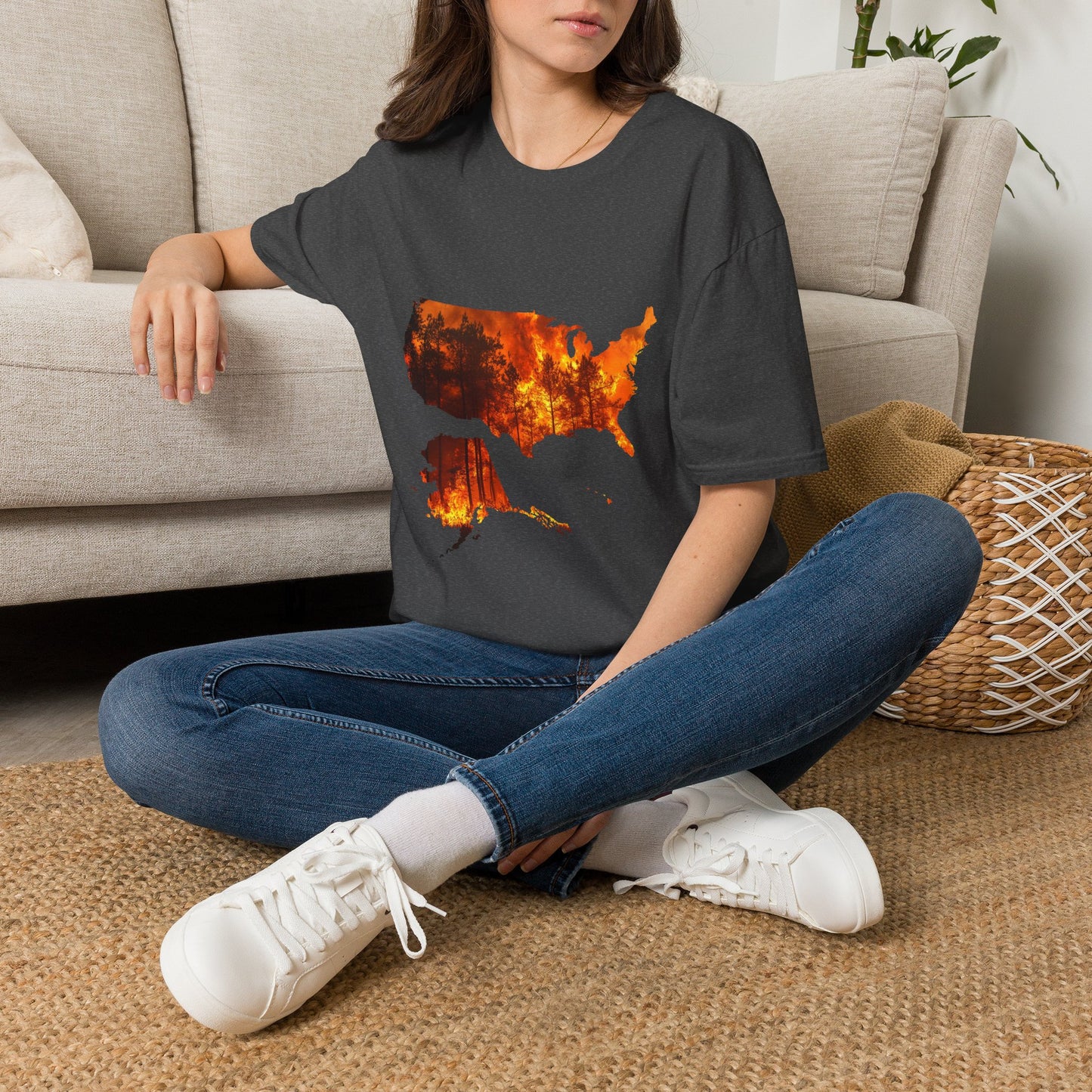 USA Map Graphic T-Shirt — Shit's on Fire Yo Awareness Tee