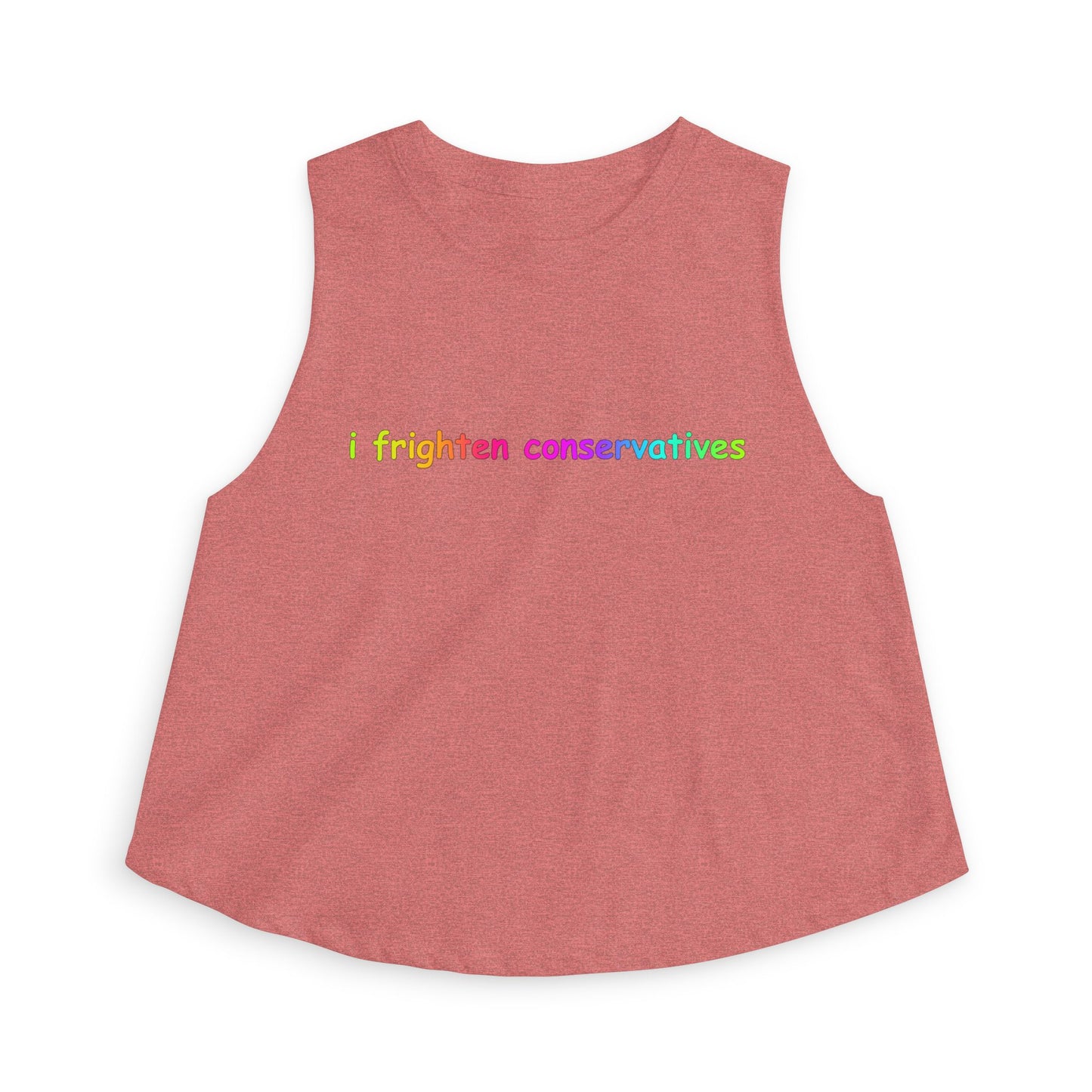 Crop Top — "I Frighten Conservatives" Rainbow Feminist Graphic