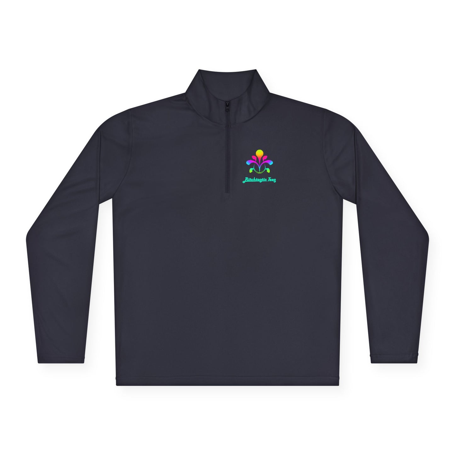 Quarter-Zip Pullover — Colorful Abstract Floral Logo "Brighten Conversations"