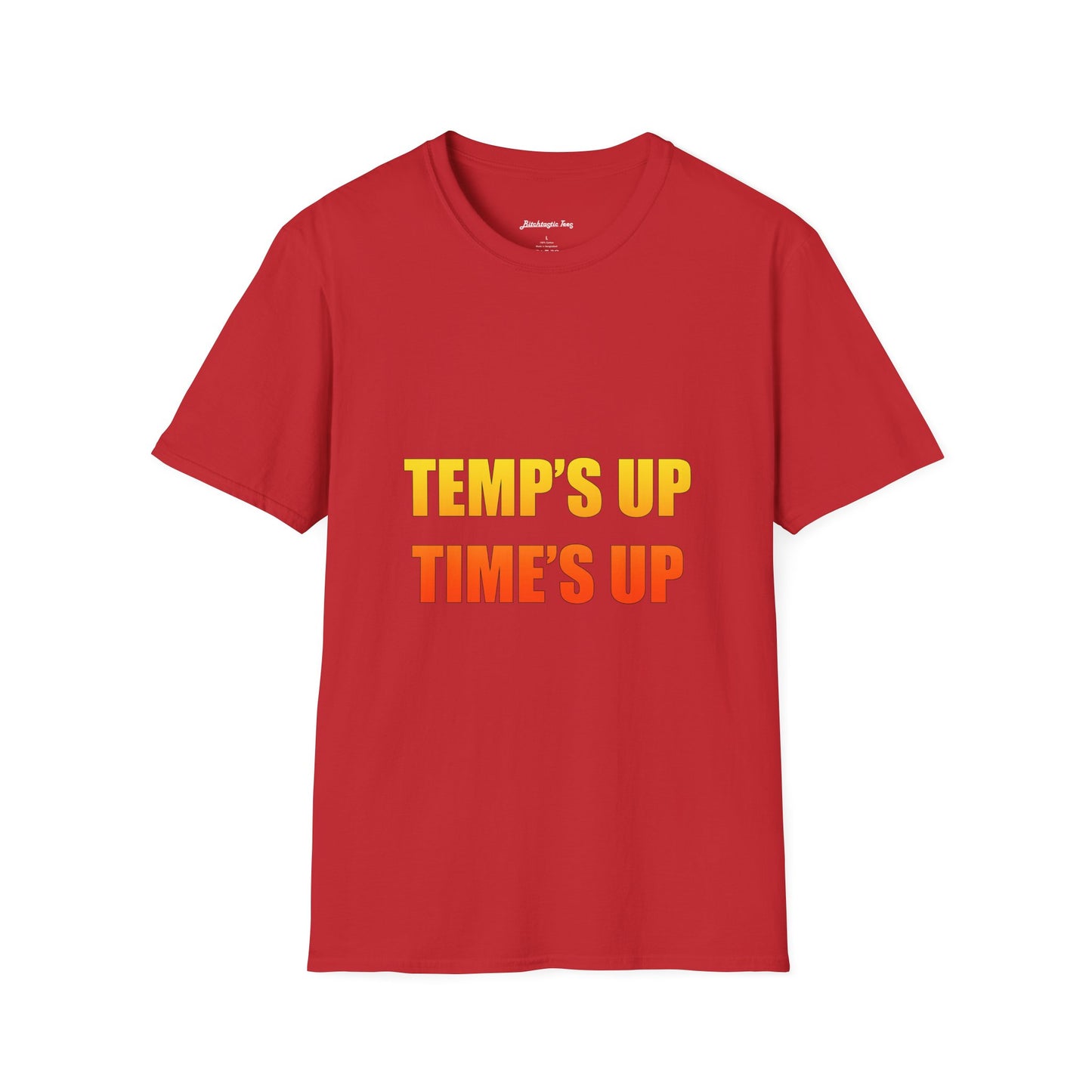 Temp's Up T-Shirt — Retro Gradient "TEMP'S UP / TIME'S UP" Graphic Tee