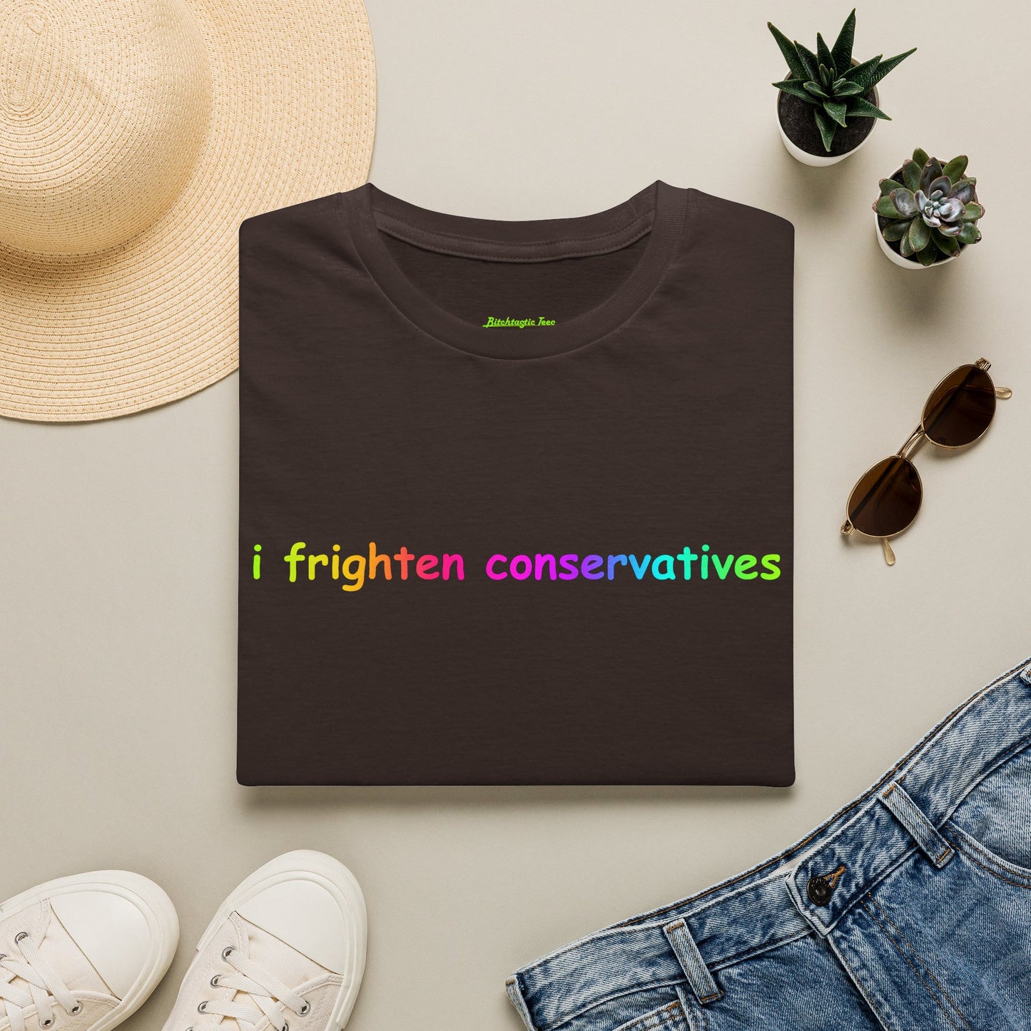 T-Shirt — "I Frighten Conservatives" Rainbow Graphic Tee