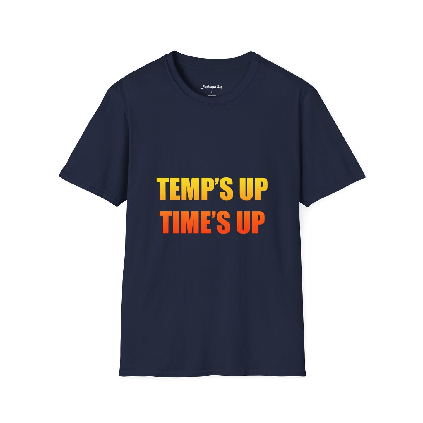 Temp's Up T-Shirt — Retro Gradient "TEMP'S UP / TIME'S UP" Graphic Tee