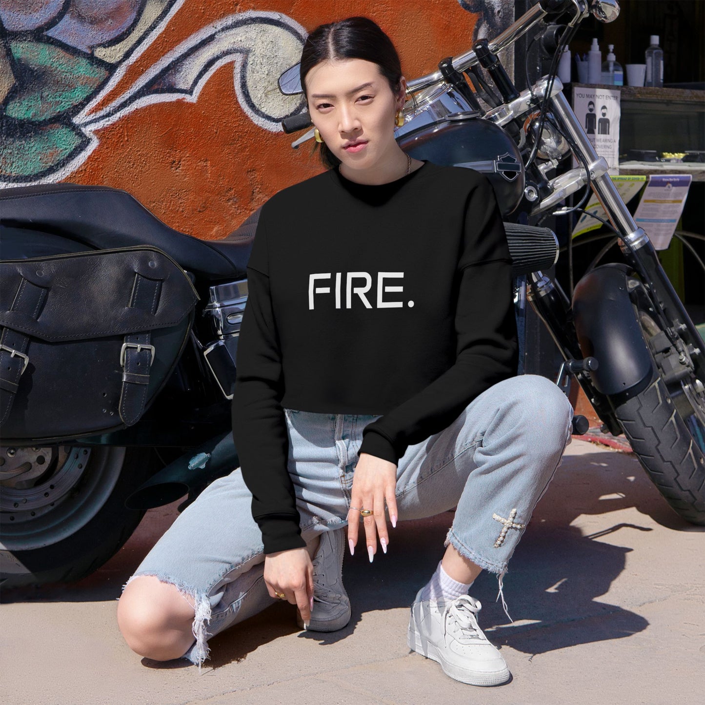 FIRE. Cropped Sweatshirt — Women's Casual Graphic Crop Top