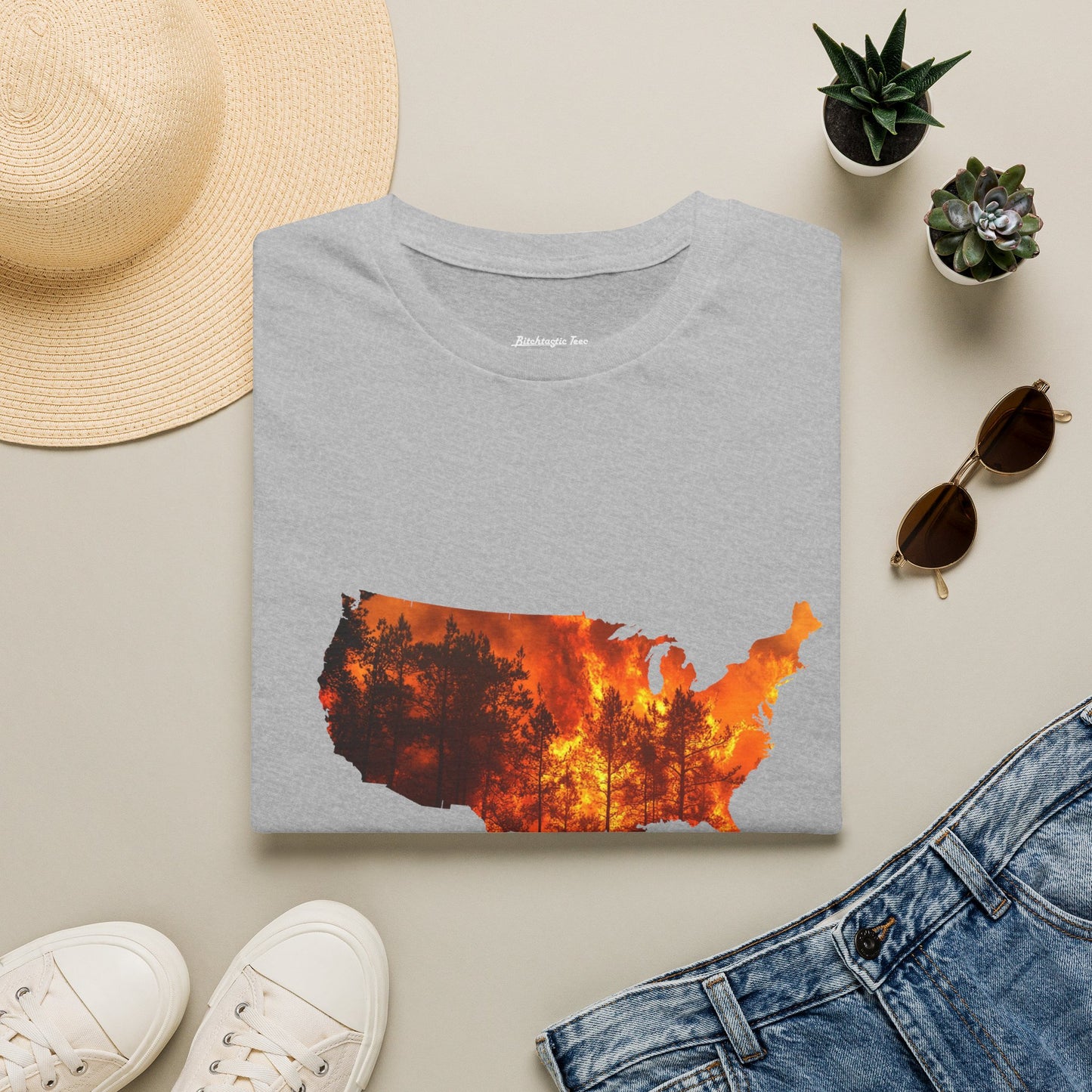 USA Map Graphic T-Shirt — Shit's on Fire Yo Awareness Tee