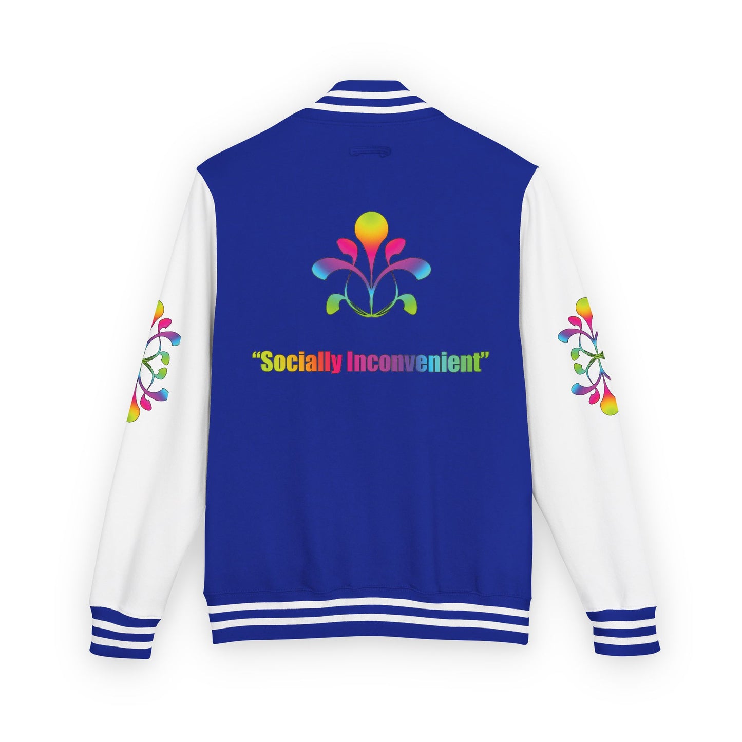 Letterman Jacket — Neon Floral "Socially Inconvenient" Varsity Jacket