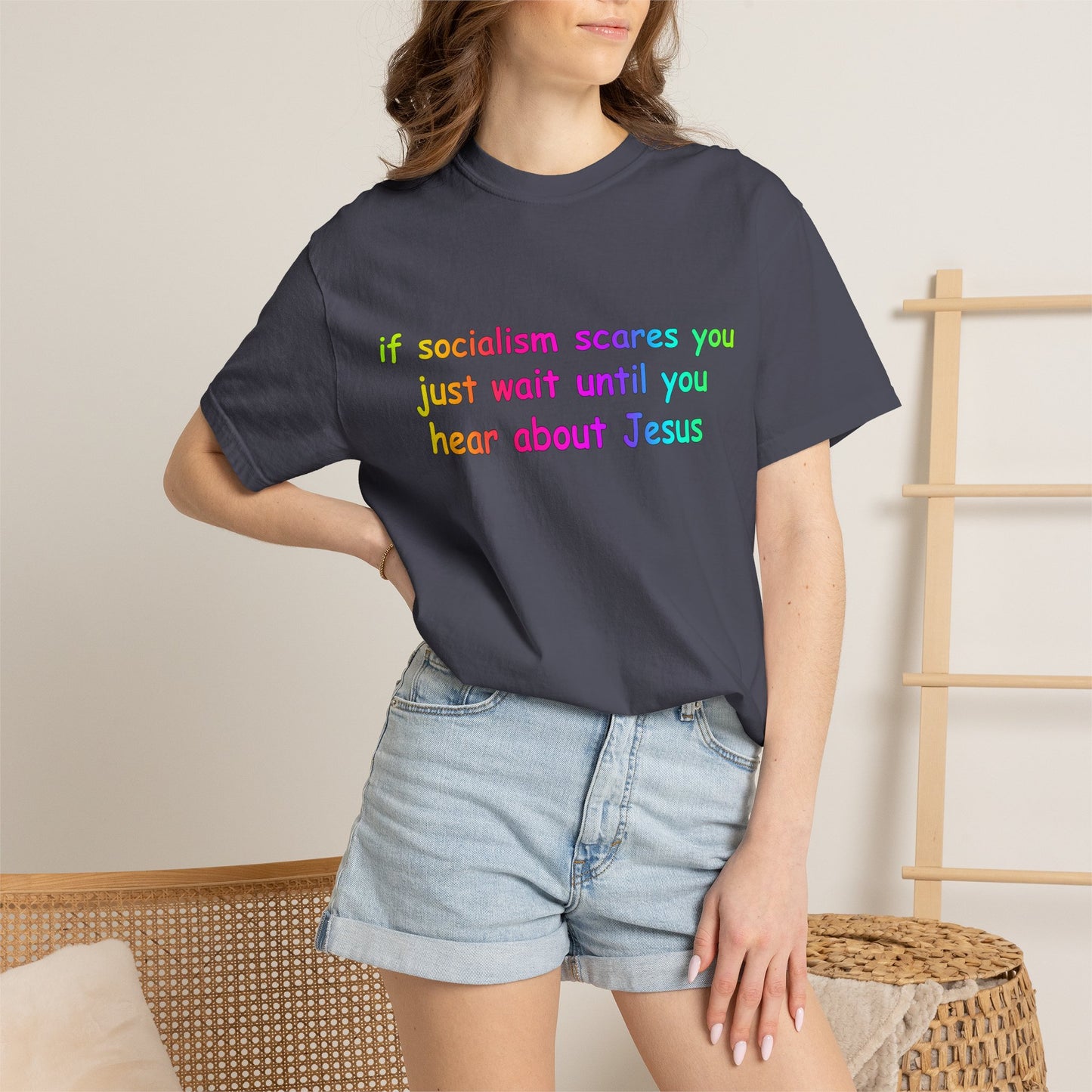 Socialist Jesus — Modern Theological Irony Slogan Tee