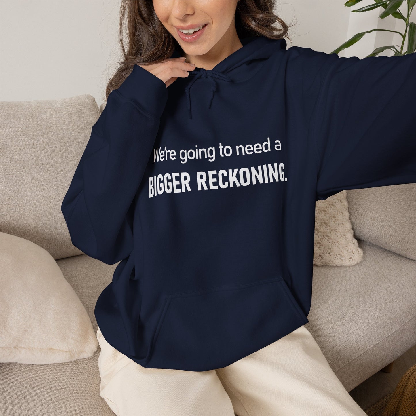 BIGGER RECKONING Hoodie — Minimalist Text Graphic Pullover