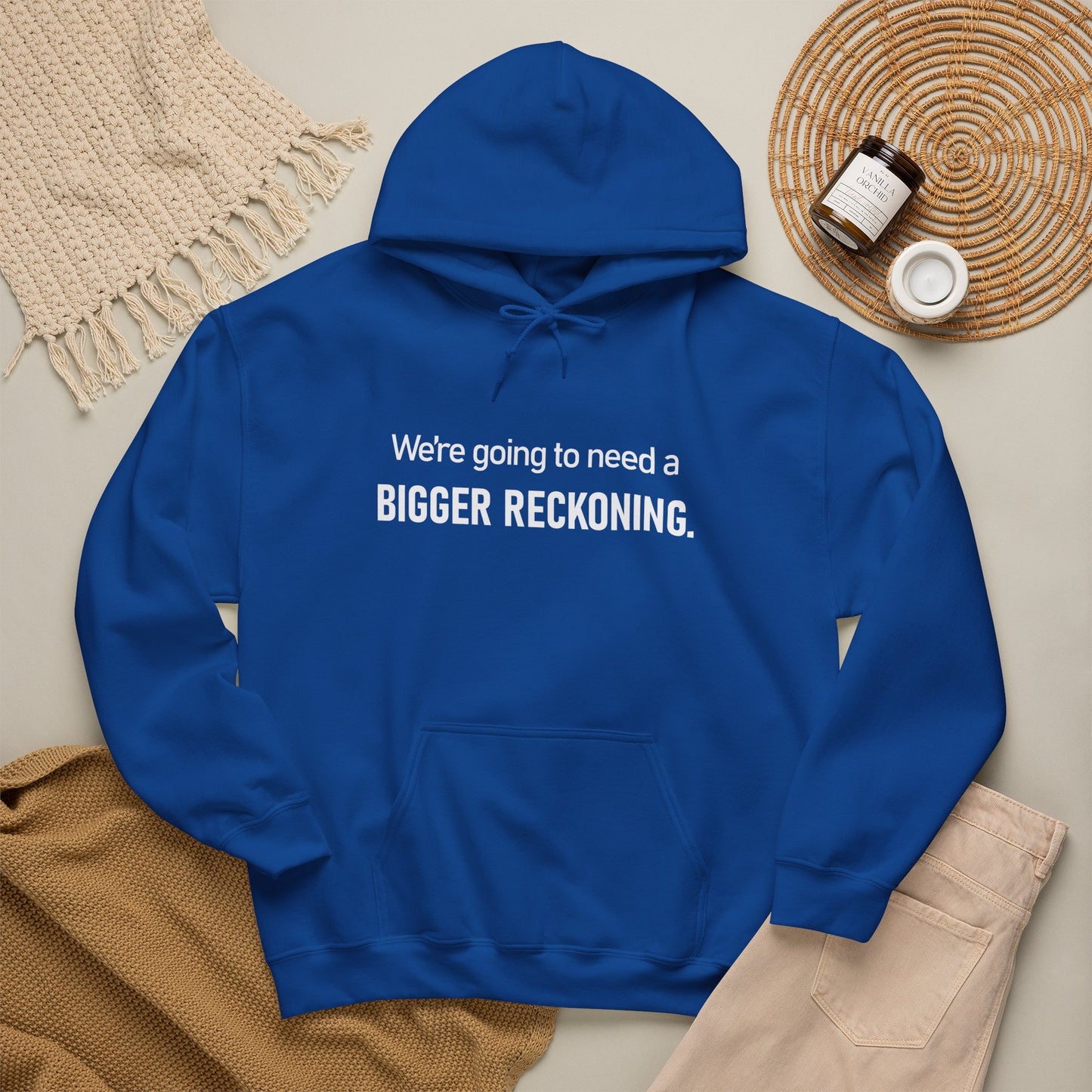 BIGGER RECKONING Hoodie — Minimalist Text Graphic Pullover