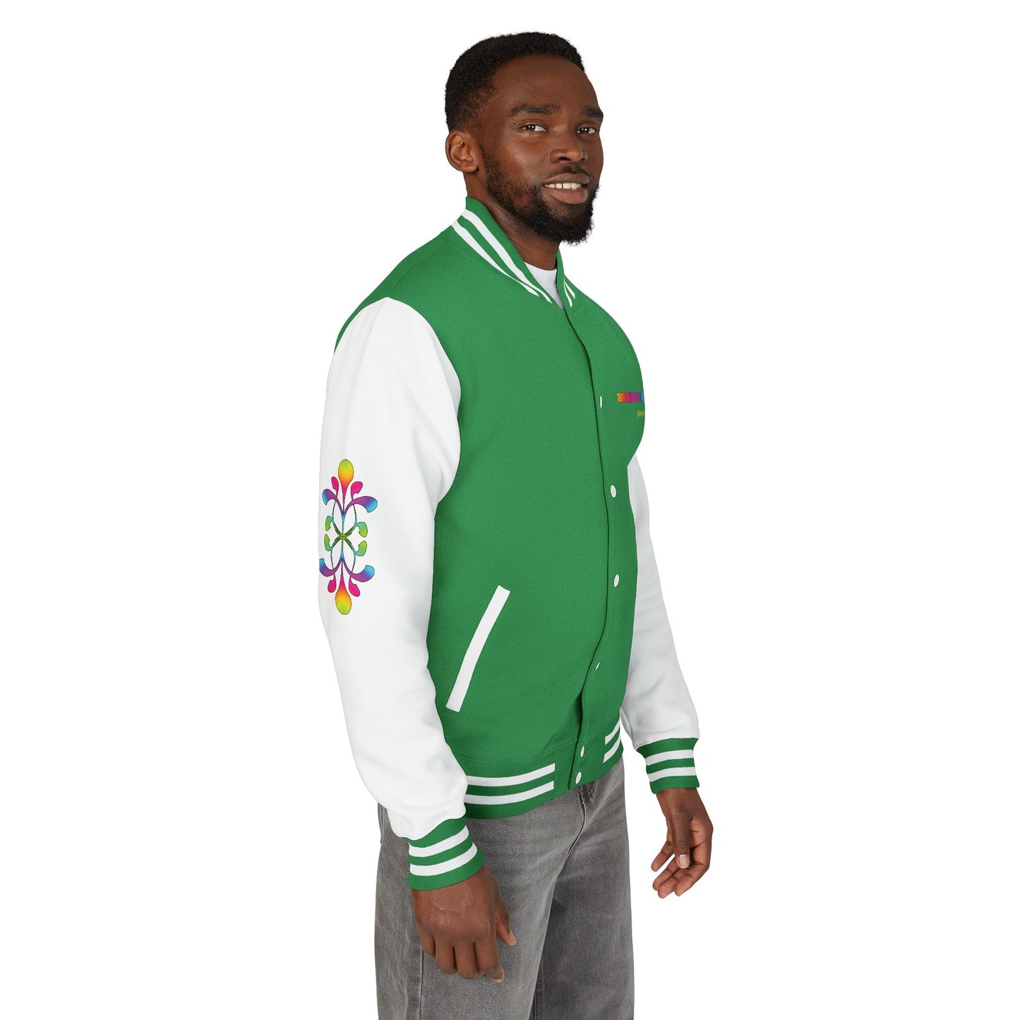 Letterman Jacket — Neon Floral "Socially Inconvenient" Varsity Jacket