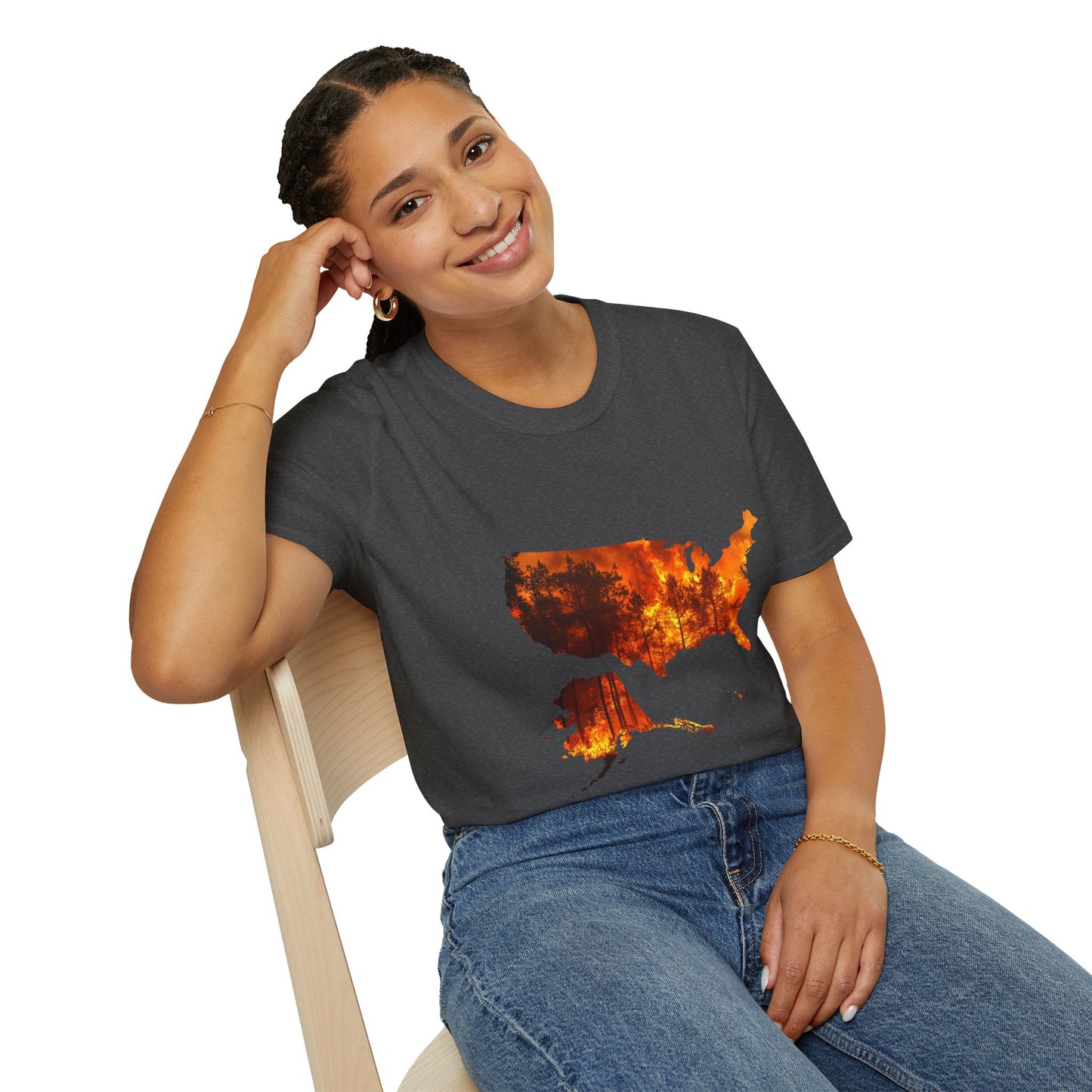 USA Map Graphic T-Shirt — Shit's on Fire Yo Awareness Tee