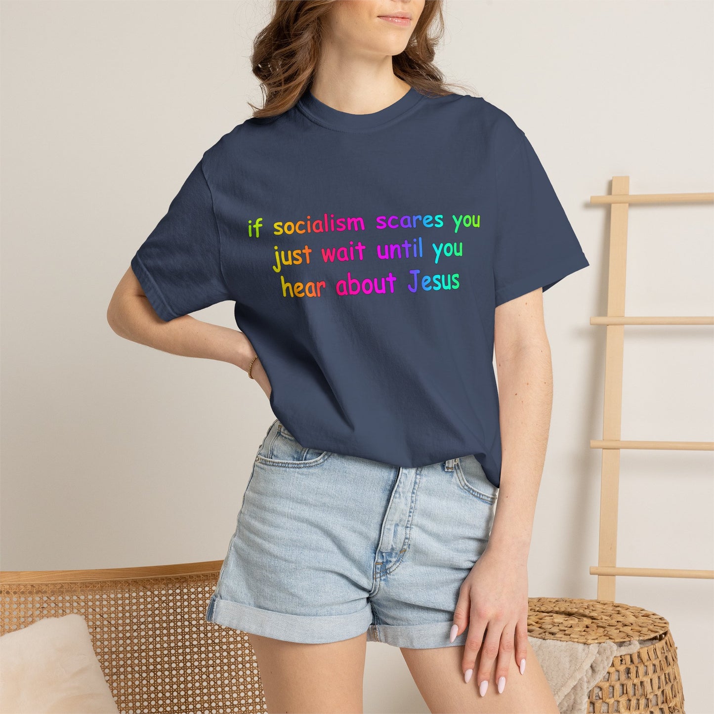Socialist Jesus — Modern Theological Irony Slogan Tee
