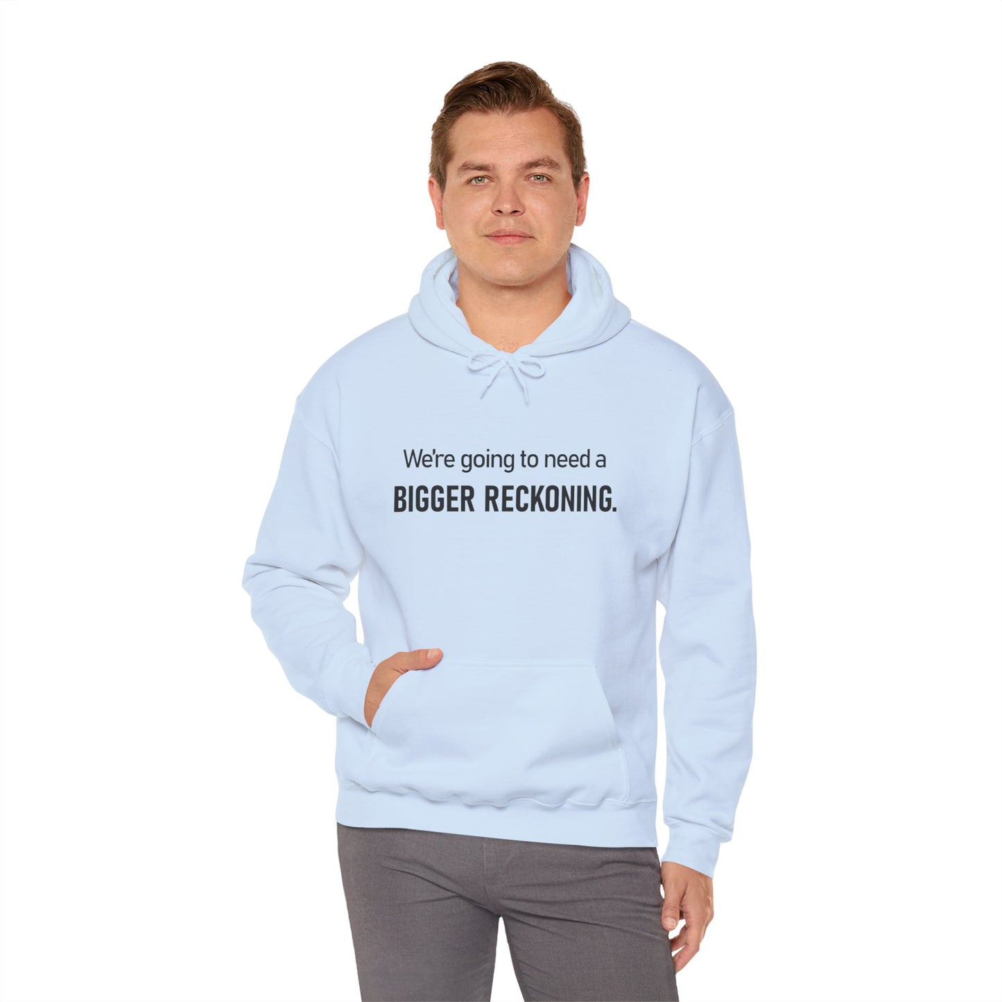 BIGGER RECKONING Hoodie — Minimalist Text Graphic Pullover
