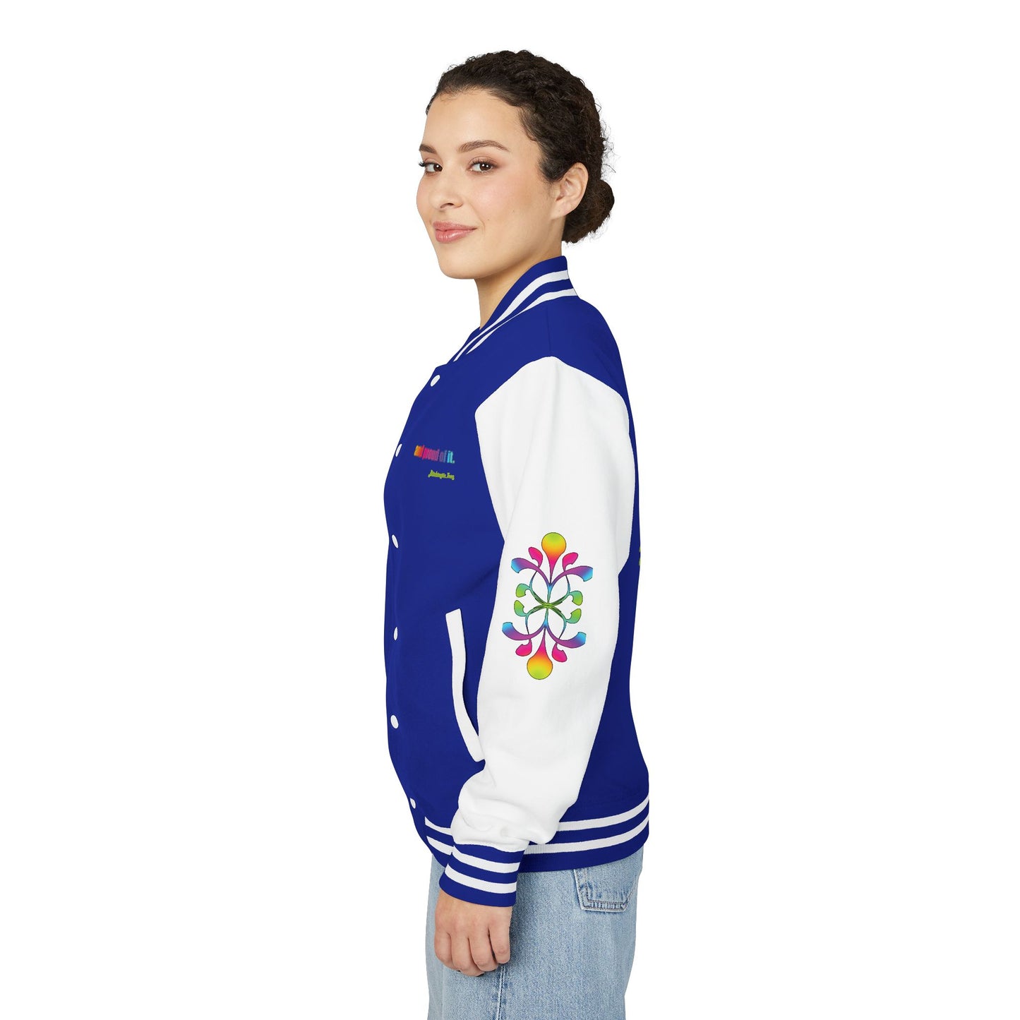 Letterman Jacket — Neon Floral "Socially Inconvenient" Varsity Jacket