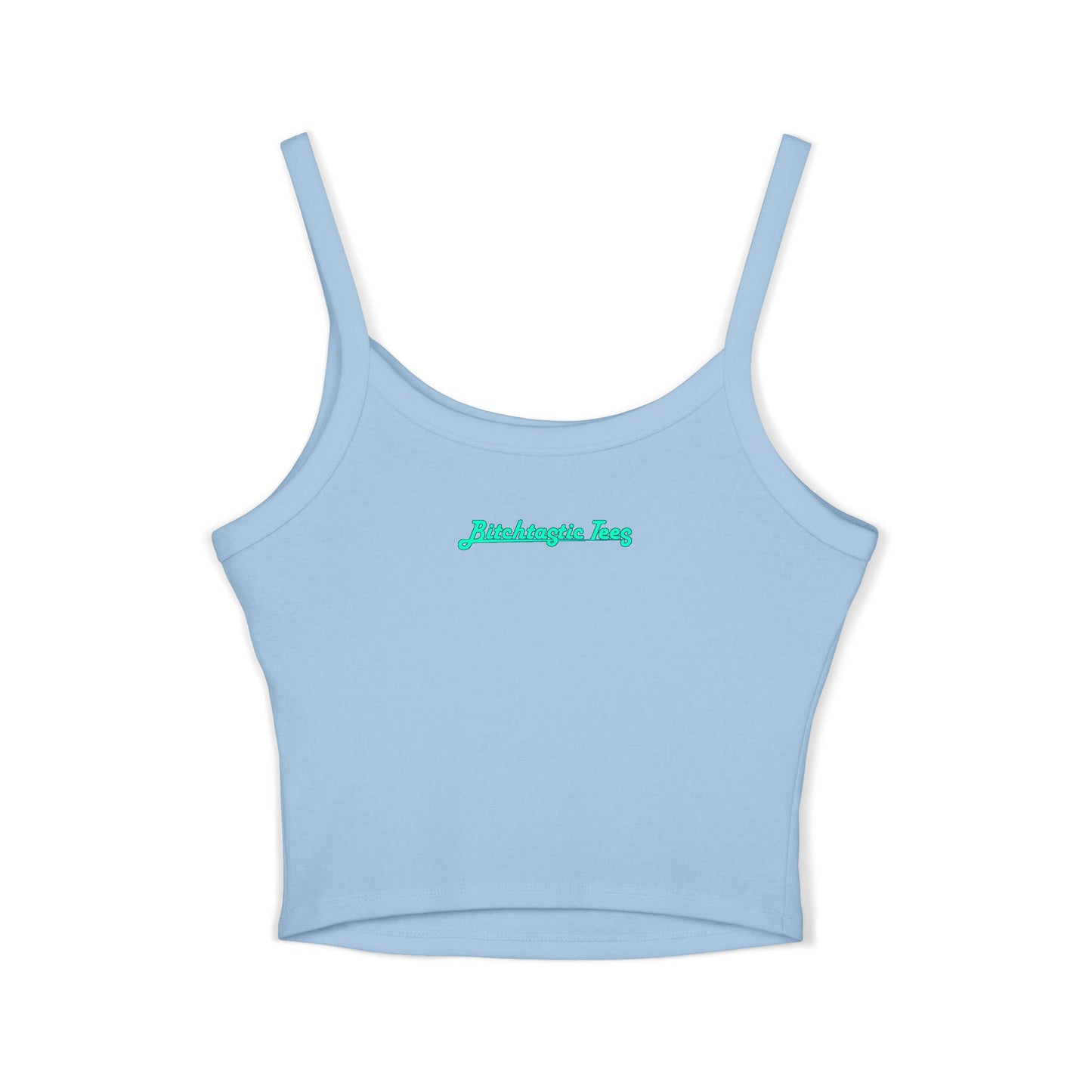 Spaghetti Tank Top — "I Frighten Conservatives" Colorful Feminist Crop