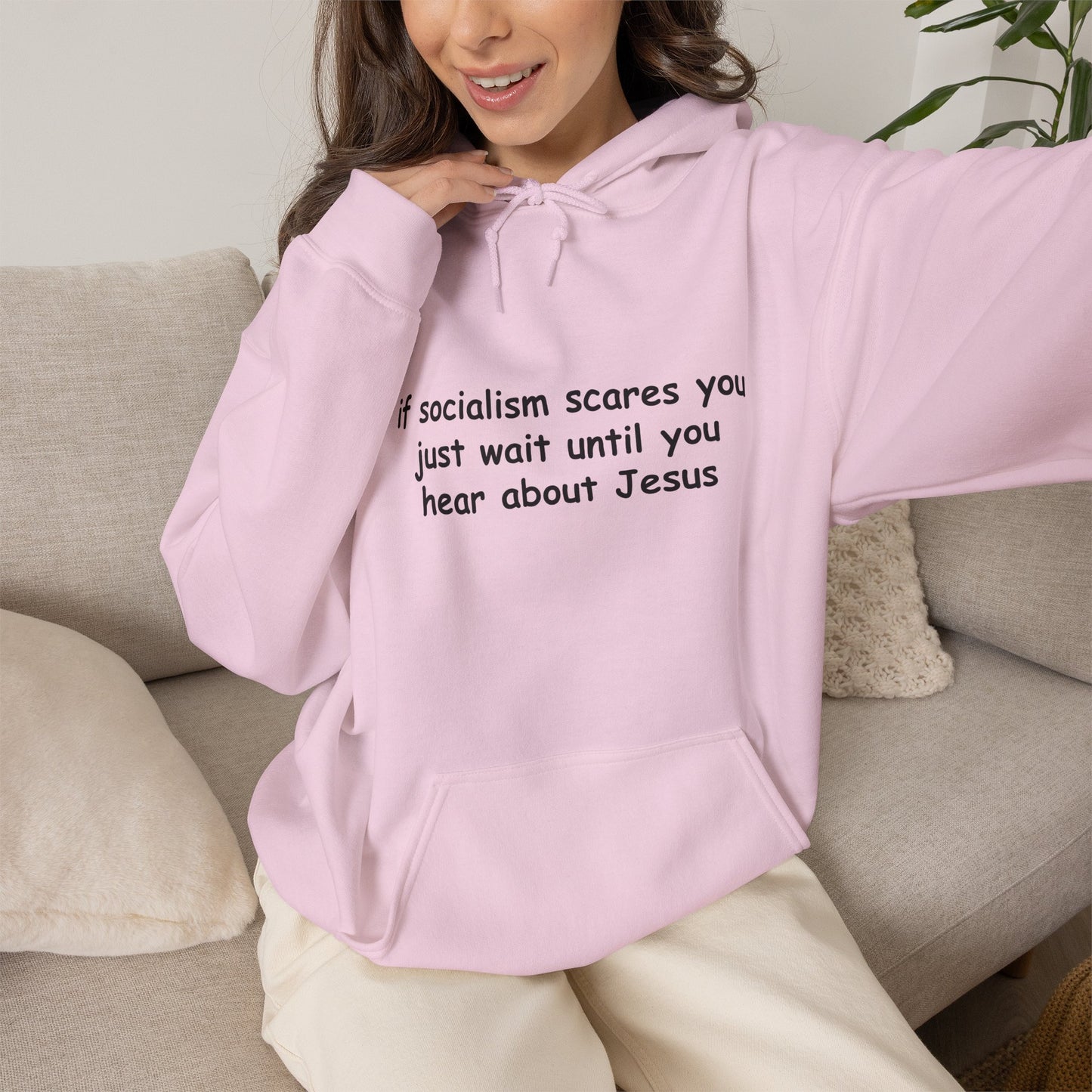 Hoodie — Socialist Jesus Ironic Slogan Hoodie