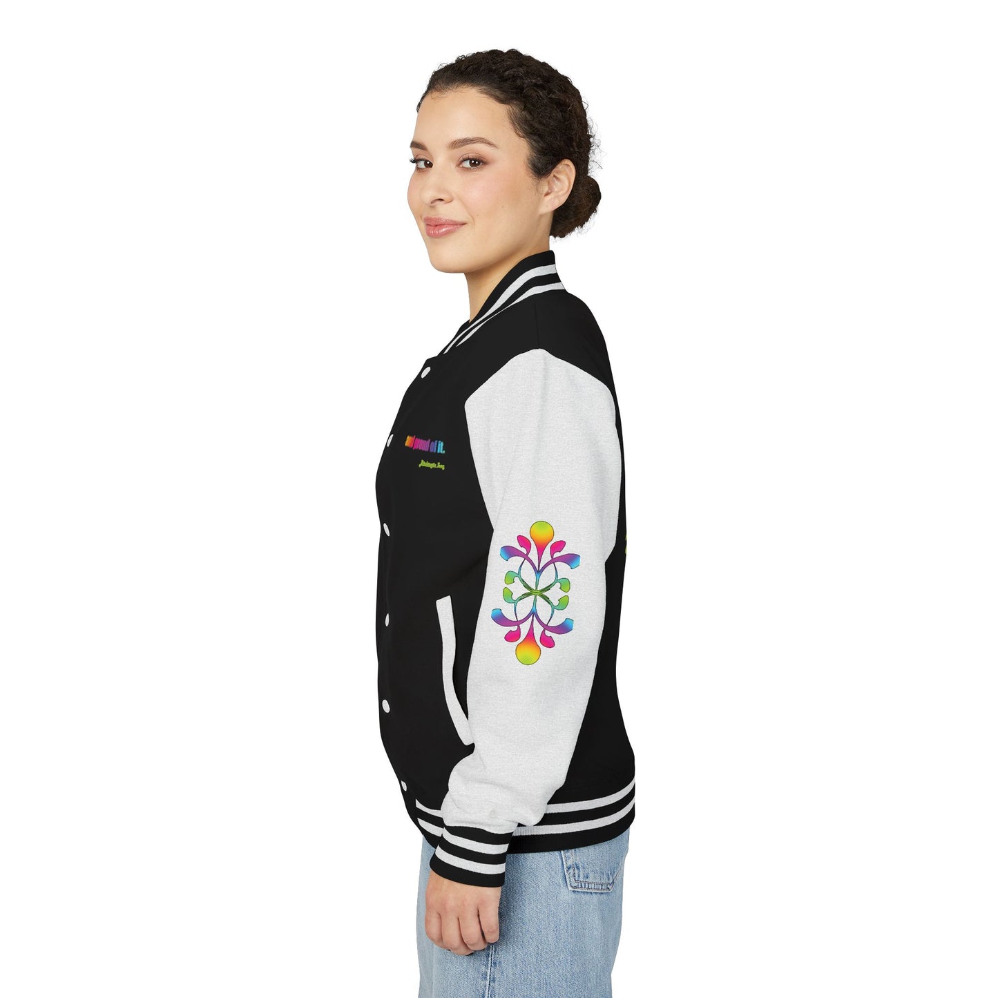Letterman Jacket — Neon Floral "Socially Inconvenient" Varsity Jacket