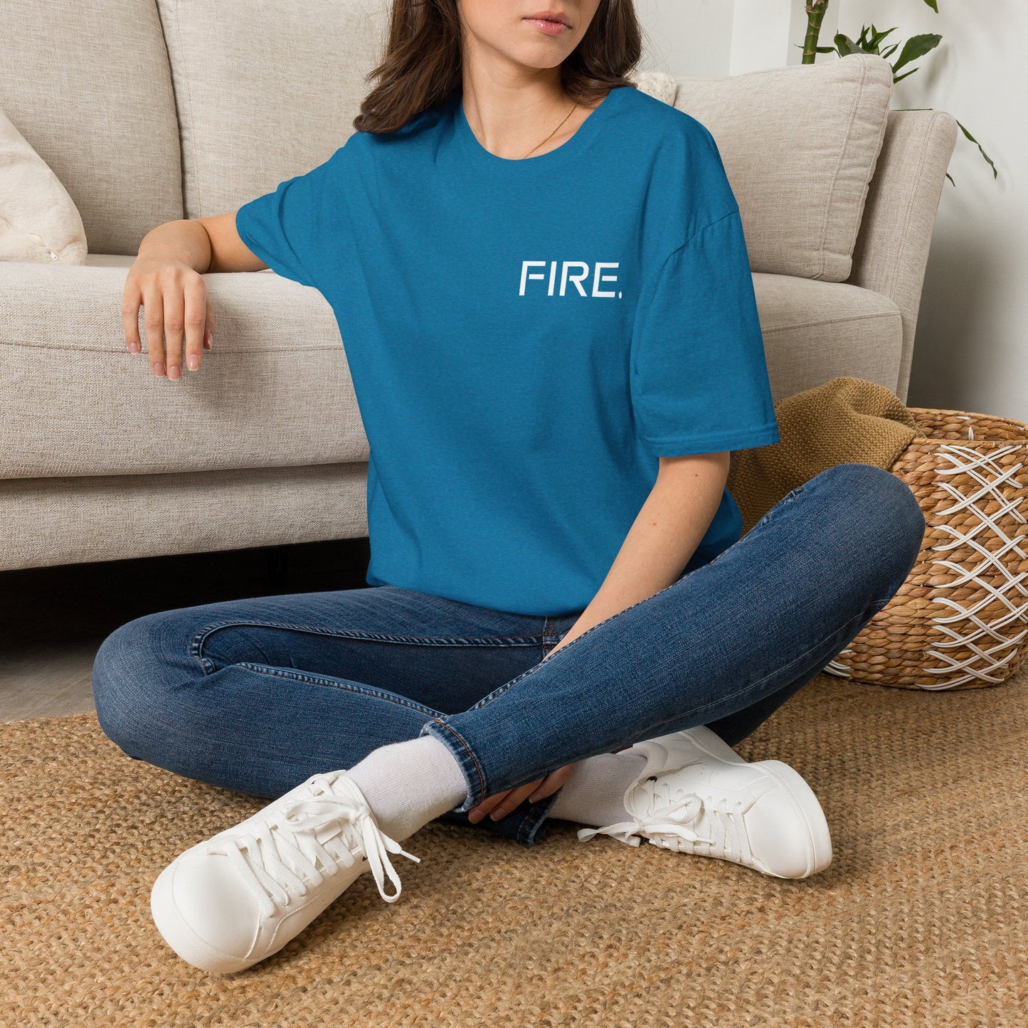 FIRE. Minimal Graphic T‑Shirt — Modern Casual Tee with Bold Text