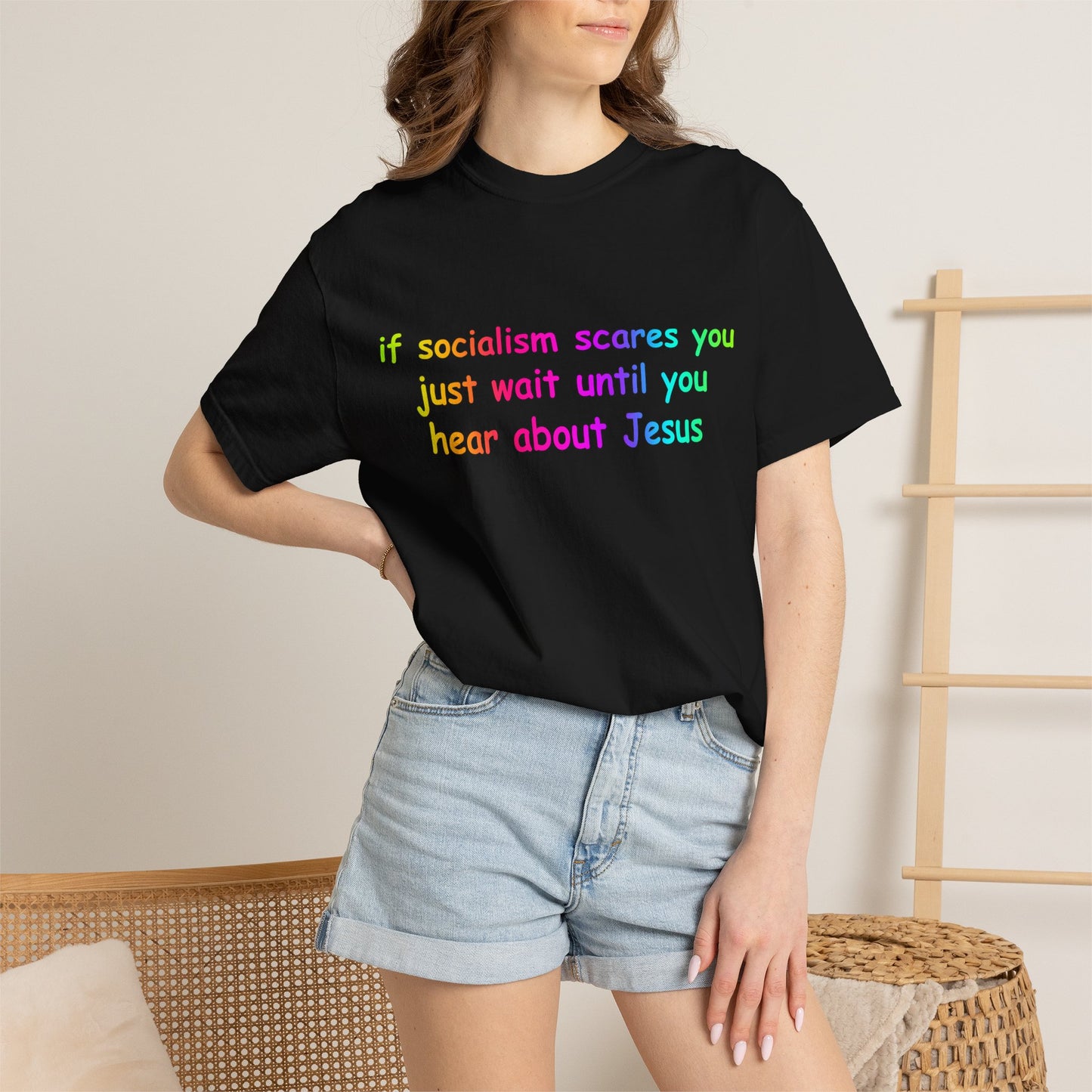 Socialist Jesus — Modern Theological Irony Slogan Tee