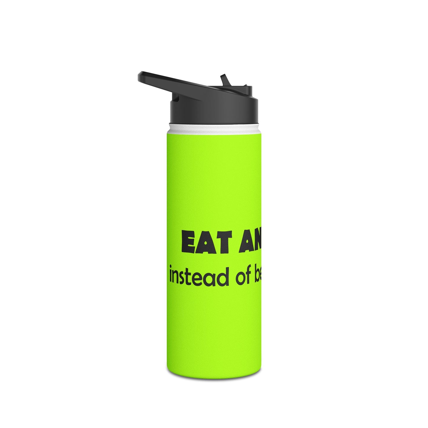 Funny Neon Stainless Steel Water Bottle — Bold 'Eat an Ass' Humorous Quote