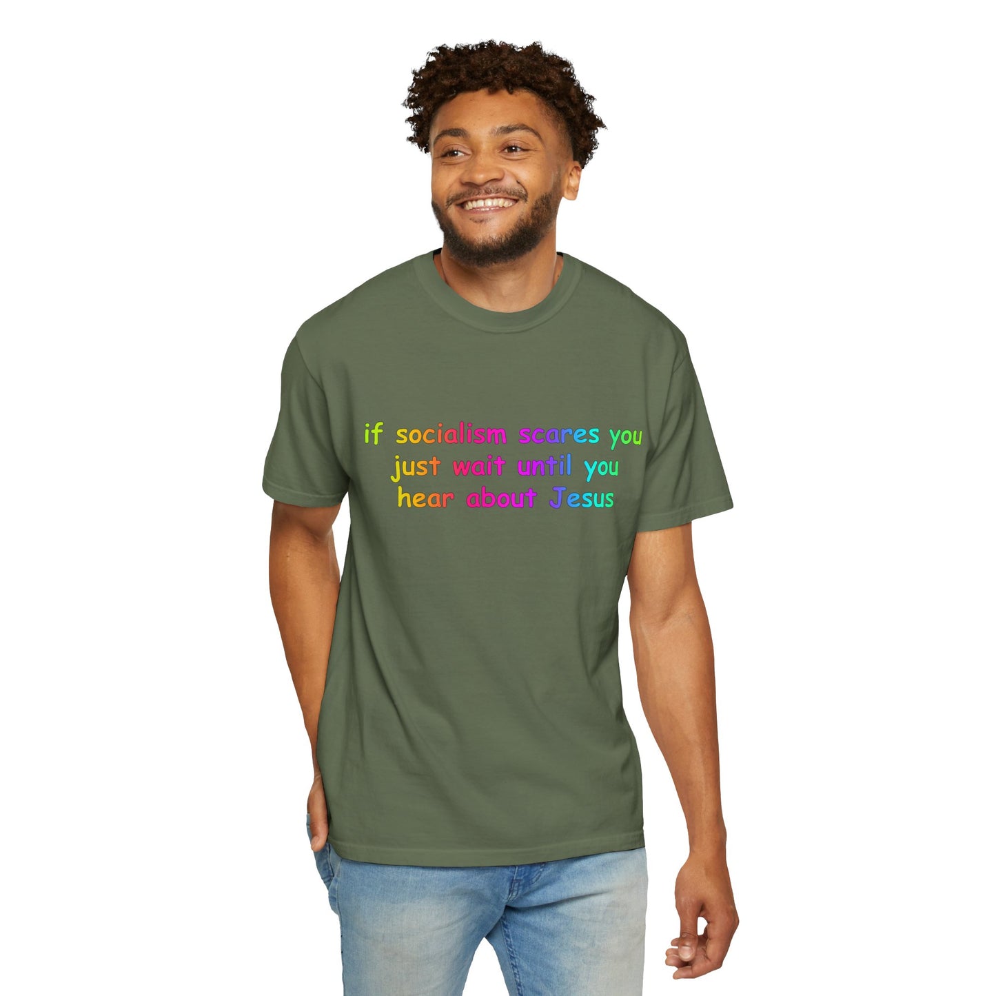 Socialist Jesus — Modern Theological Irony Slogan Tee